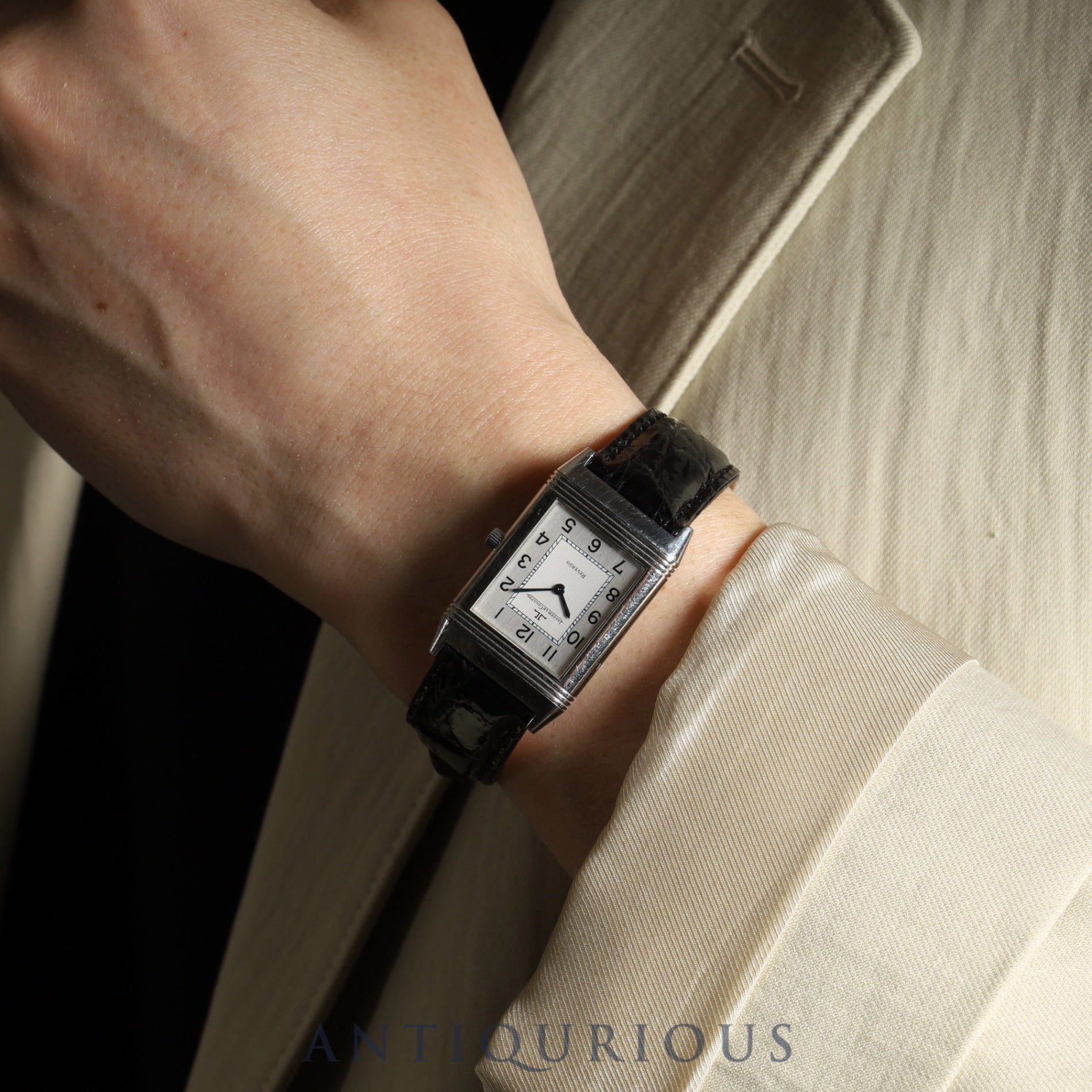 Jaeger-LeCoultre Reverso Classic 250.8.86 Manual Winding Caliber 846/1 Stainless Steel Leather Strap with Genuine Stainless Steel Buckle, Silver Arabic Dial, Overhauled