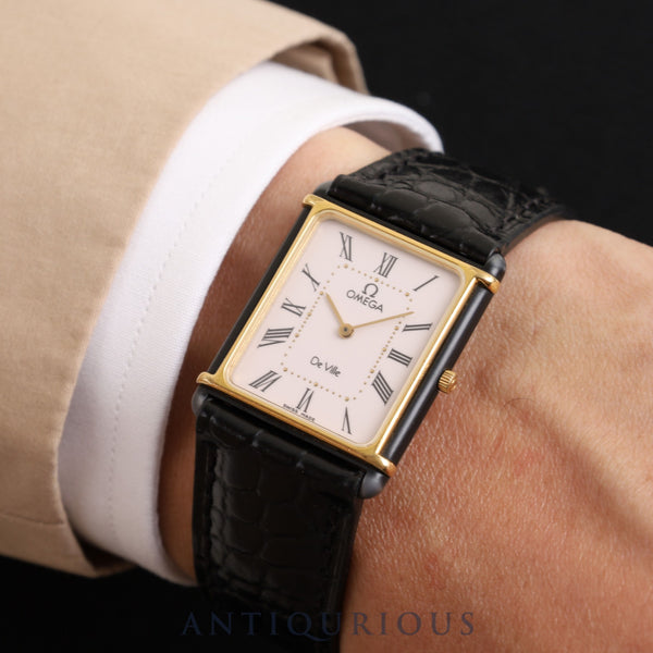 オメガ デ・ヴィル MR 191.0021 クオーツ Cal.1450 SS 革 純正尾錠(GP)ホワイト文字盤 オーバーホール済み