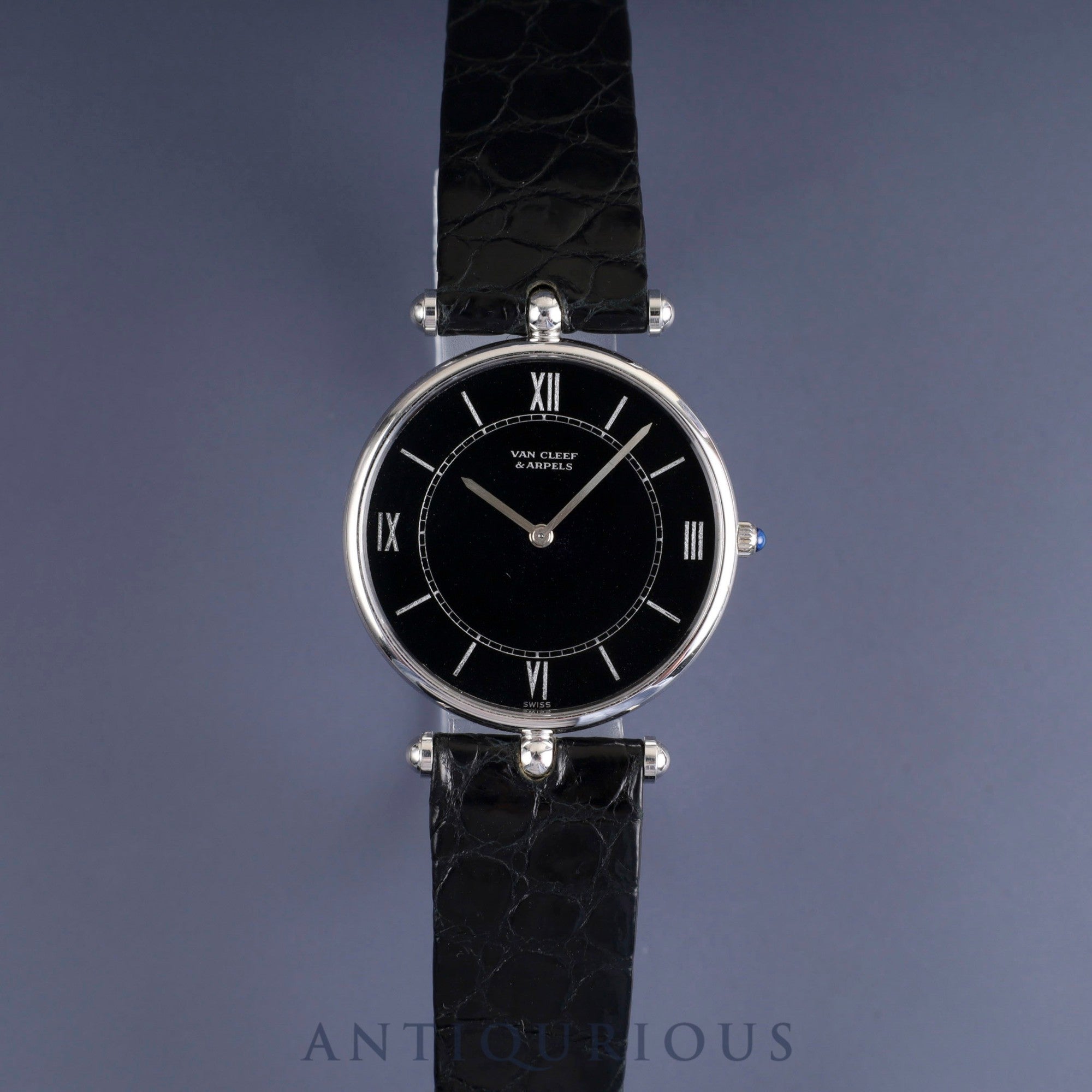 ヴァンクリーフ&アーペル ラ・コレクション 9065 手巻き Cal.PIAGET 9P2 750 革 尾錠(ピアジェ製/750) ブラックローマン文字盤 オーバーホール済み