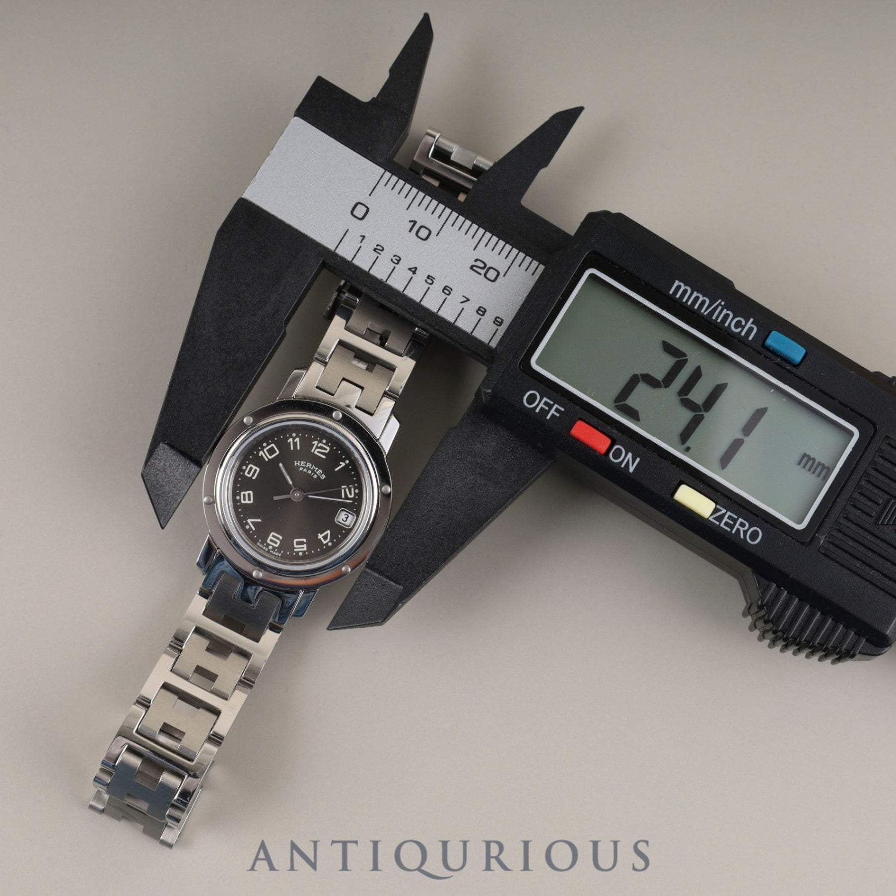 エルメス クリッパー CL4.210 クォーツ SS SS グレー文字盤 箱 保証書 冊子 オーバーホール済み