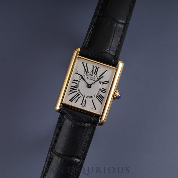 Cartier Must Tank LM 590005 Quartz Cal.90 SV925 Leather Genuine D-buckle (GP) Opalan dial Overhauled