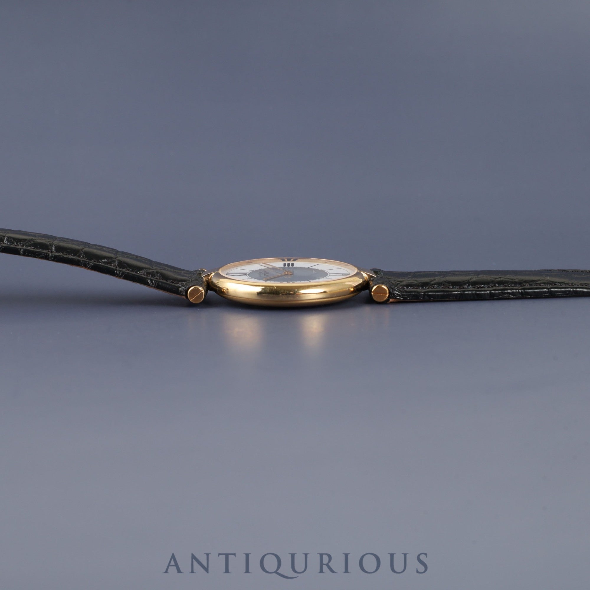 カルティエ マスト ヴァンドーム VLC LM 590003 クォーツ Cal.90 SV925 革 純正Dバックル(GP) センターグレー飛びローマン文字盤 オーバーホール済み