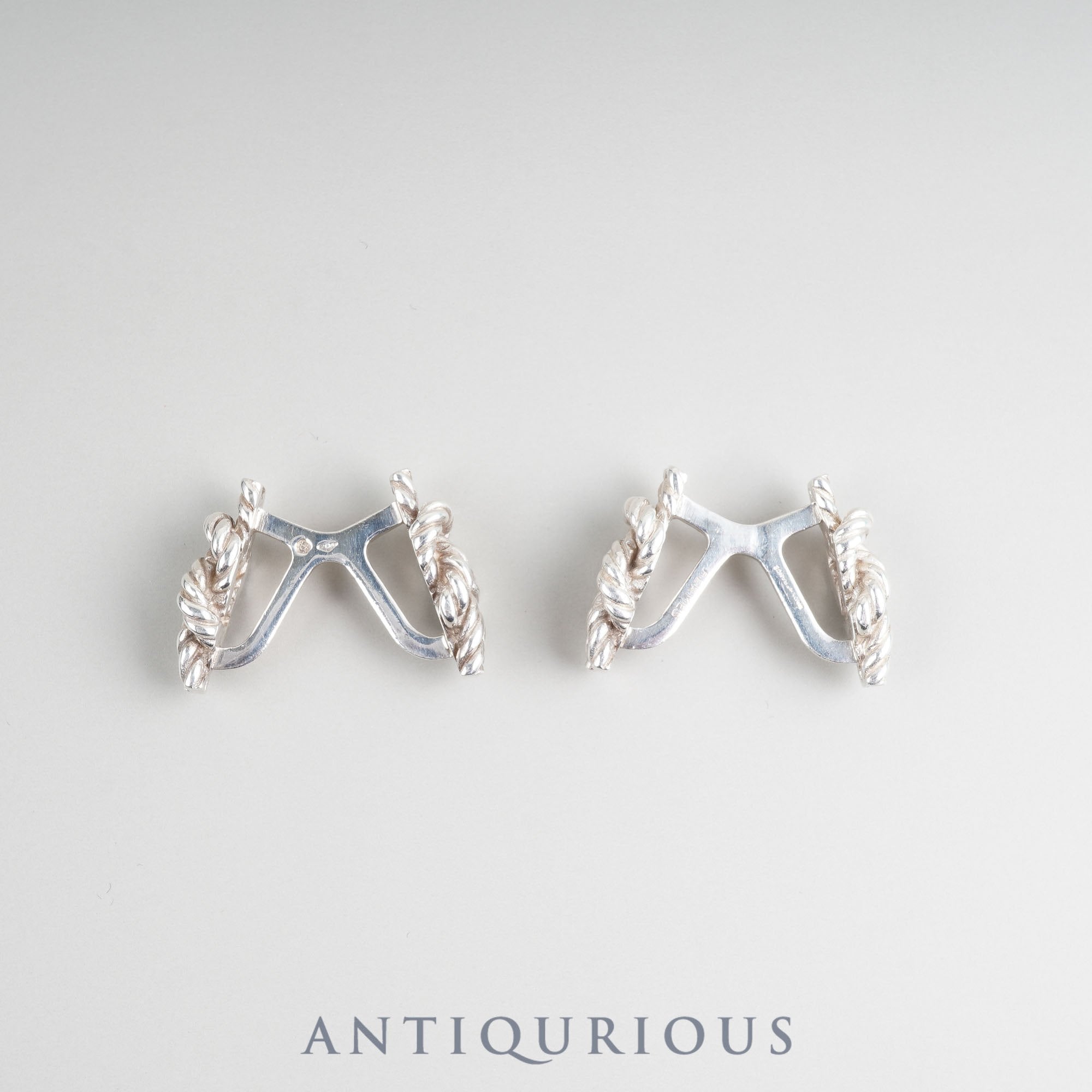 Hermes Cufflinks Rope Motif Vintage SV800 Hallmark Crab
