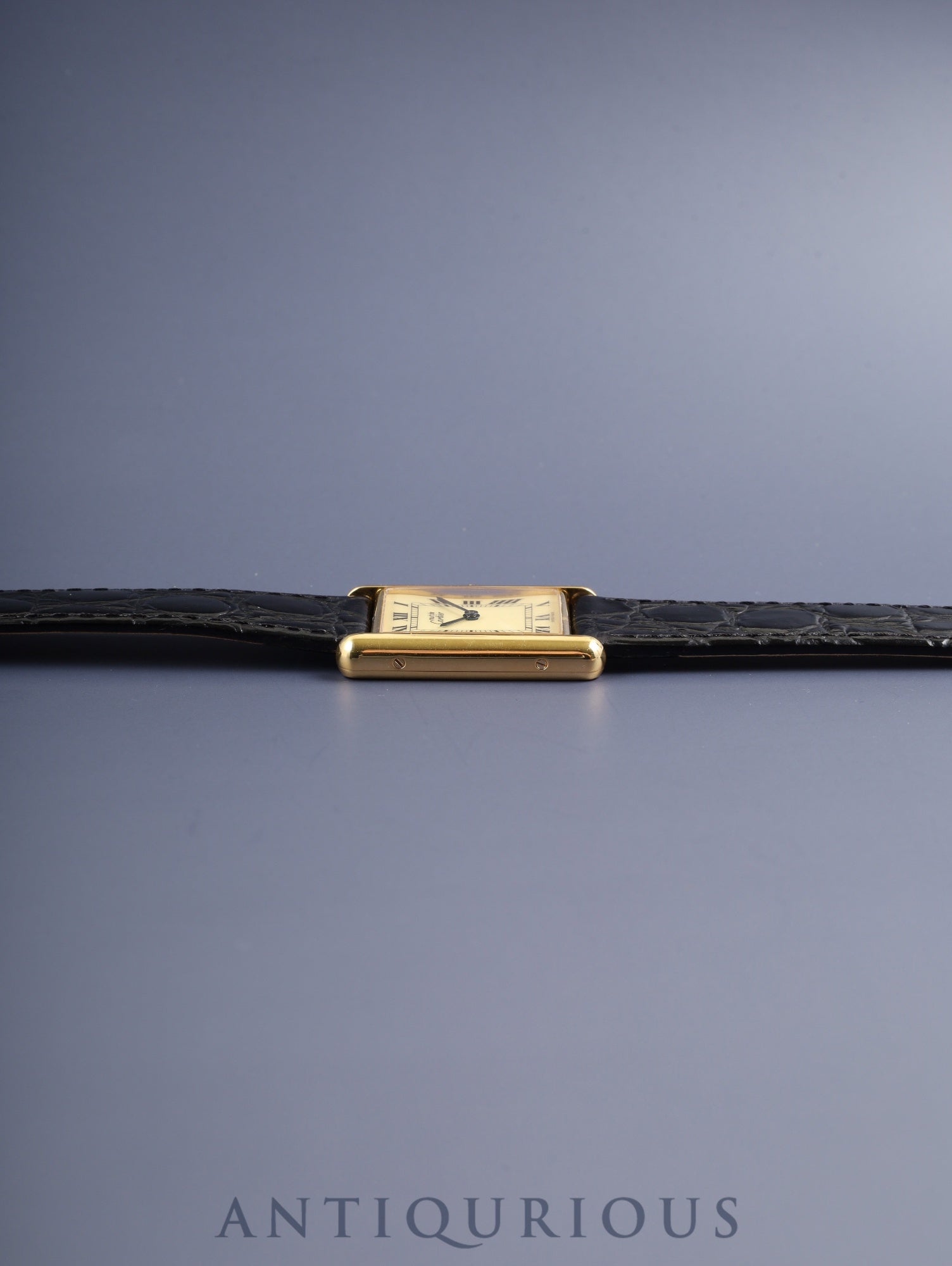 カルティエ マストタンク LM 590005 クォーツ Cal.- SV925 革 純正尾錠(GP) アイボリーローマン文字盤(SWIIS MADE表記) 新品仕上げ済み カルティエブティックにてコンプリートサービス済み