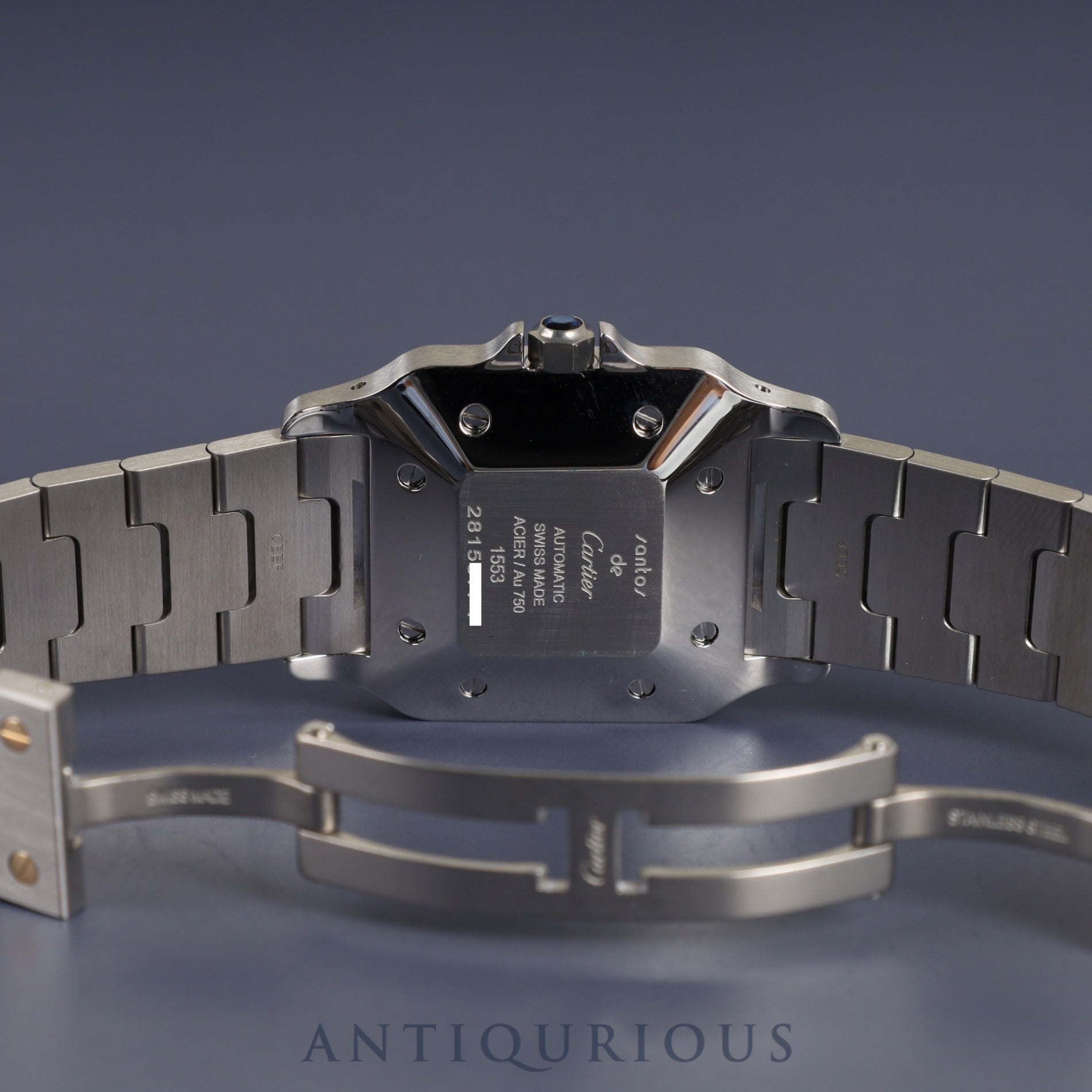 Cartier Santos Galbee LM 1553 Automatic Caliber - Stainless Steel/Yellow Gold with White Dial. Completely serviced at a Cartier boutique. New bracelet replaced.