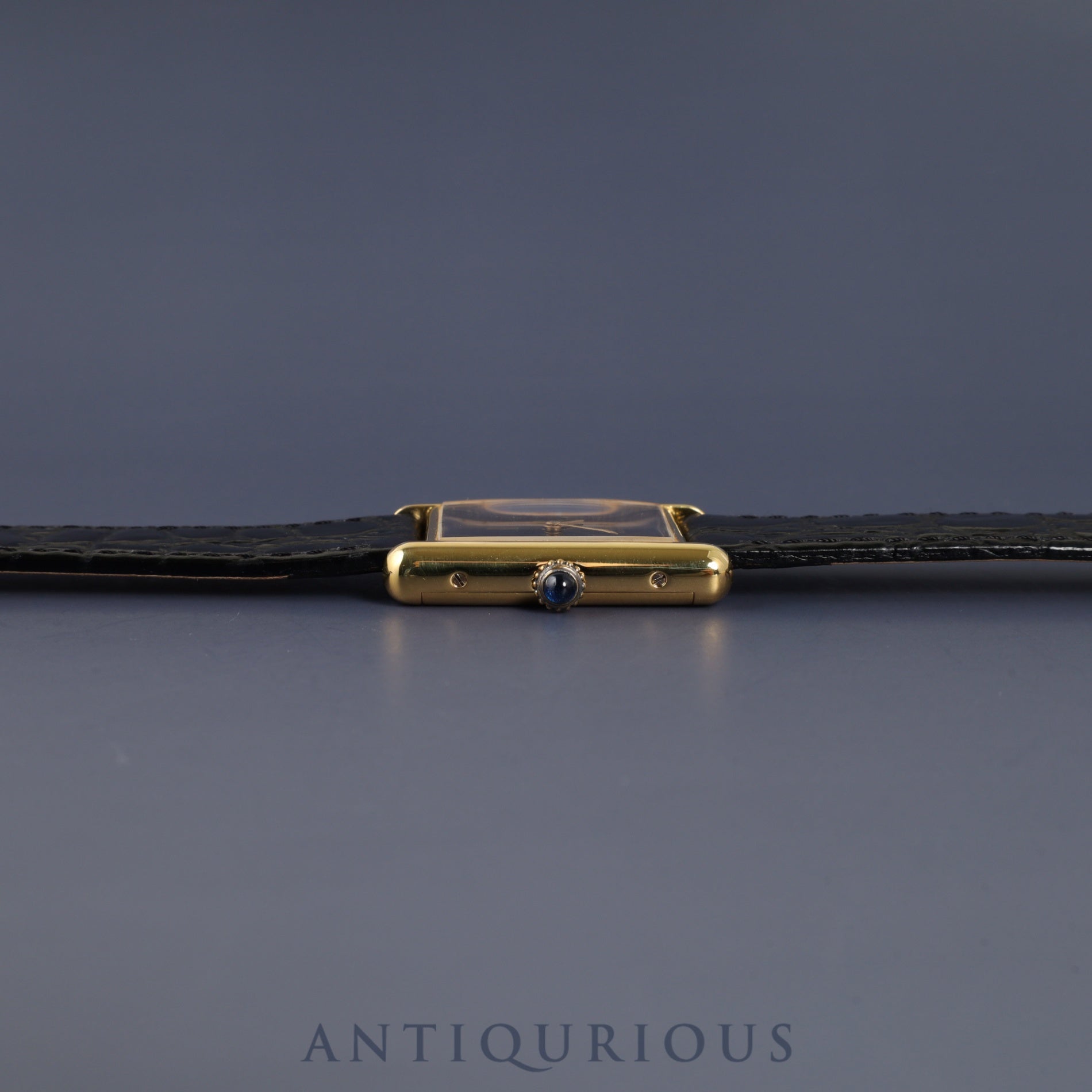 カルティエ マストタンク LM 手巻き Cal.78-1 SV925 革 純正尾錠(GP) オニキス文字盤 オーバーホール済み 新品仕上げ済み