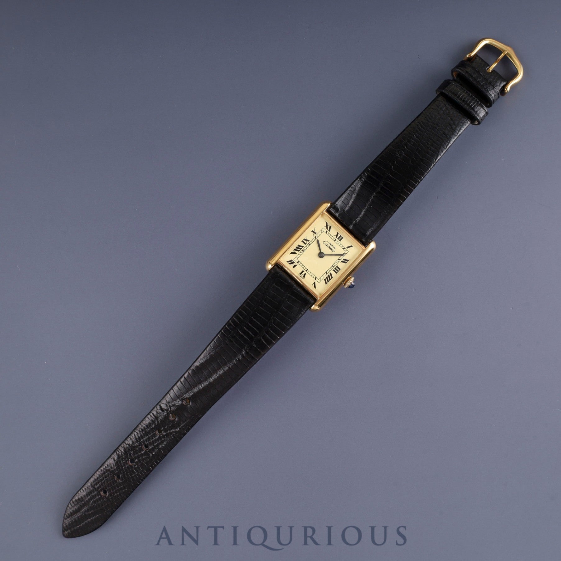 Cartier Must Tank LM Manual winding Cal.78-1 SV925 Leather Genuine buckle (GP) Ivory Roman dial Overhauled