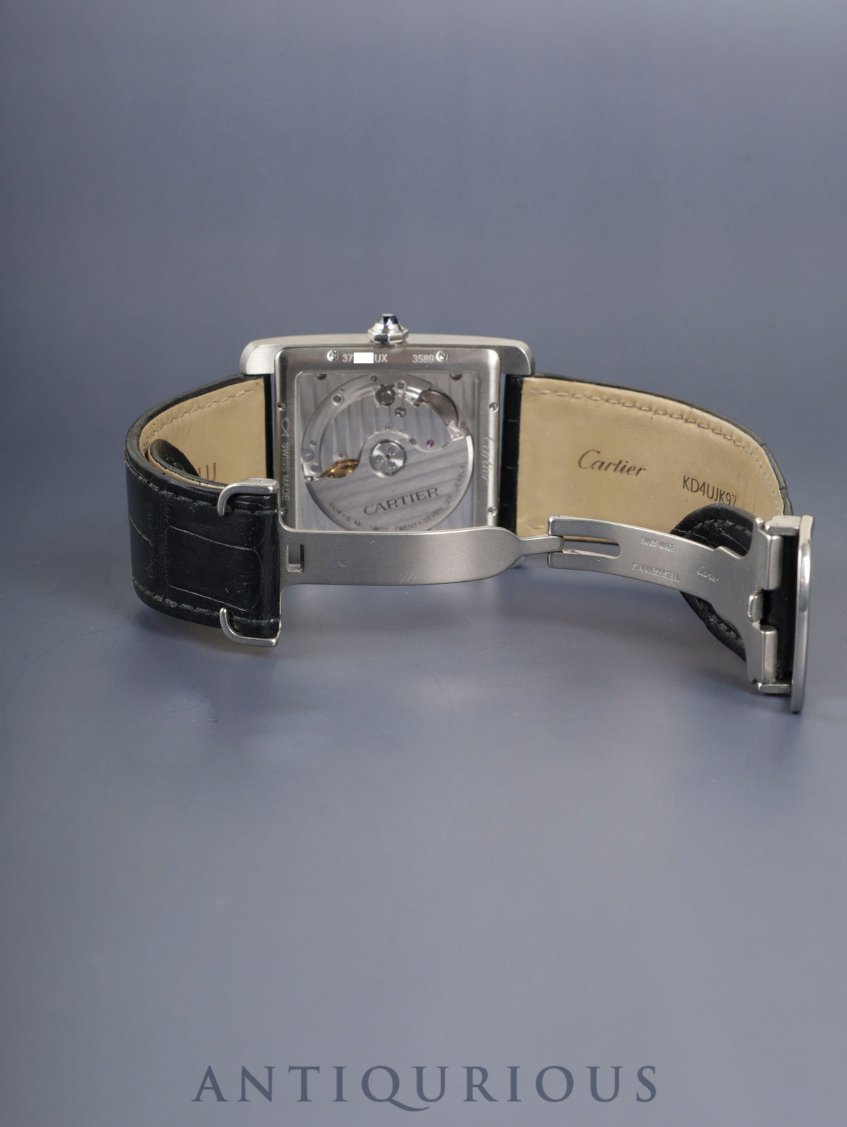 カルティエ タンク MC 3589 自動巻き Cal.- SS 純正革ベルト 純正Dバックル(SS)シルバーギョーシェ文字盤(SWISS MADE表記)オーバーホール済み