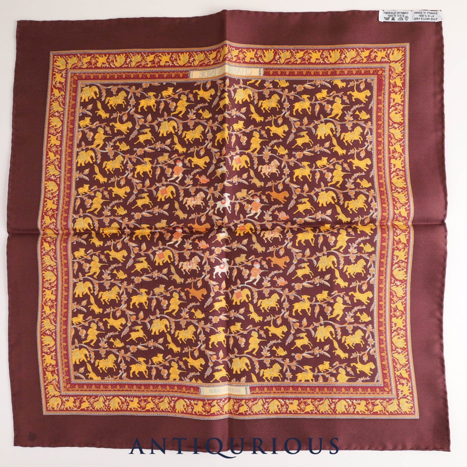 Hermes scarf Carre 45 CHASSE EN INDE Indian Hunting SILK 100%