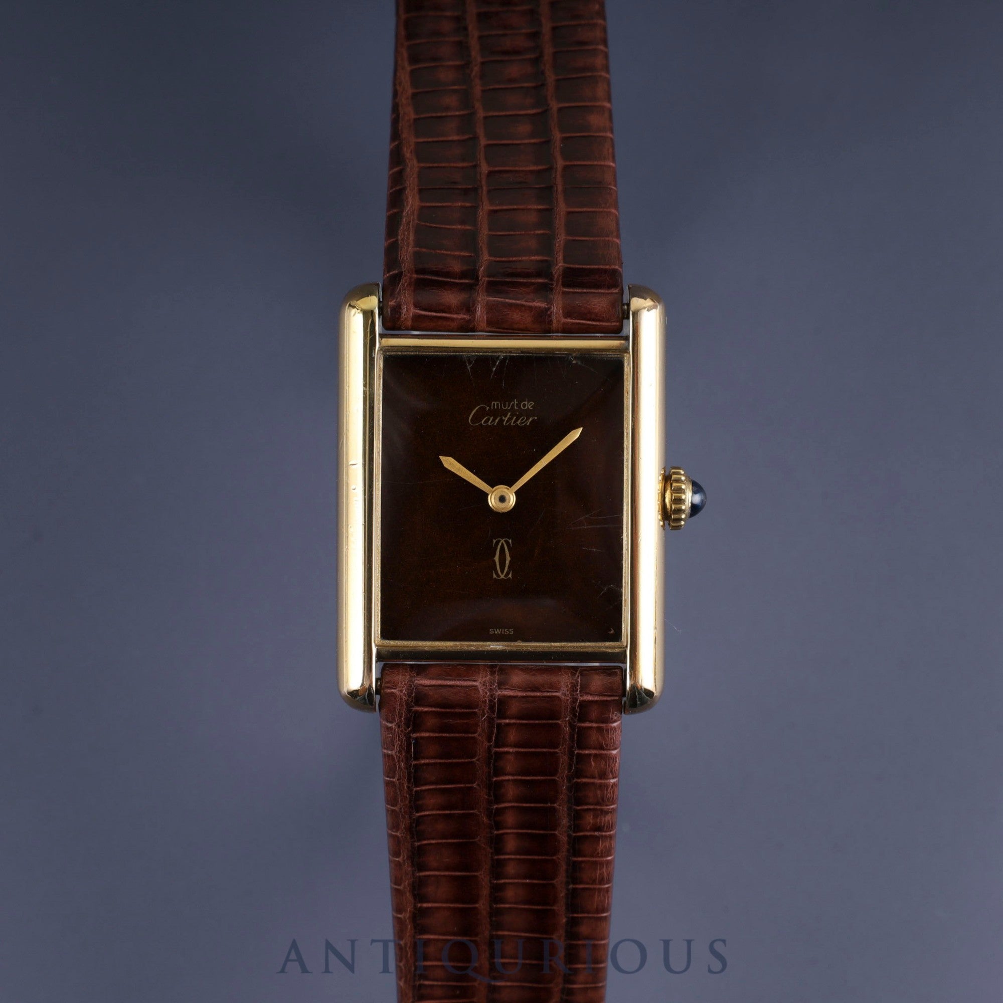 Cartier Must Tank LM Manual winding Cal.78-1 SV925 Leather Genuine buckle (GP) Mahogany dial Overhauled