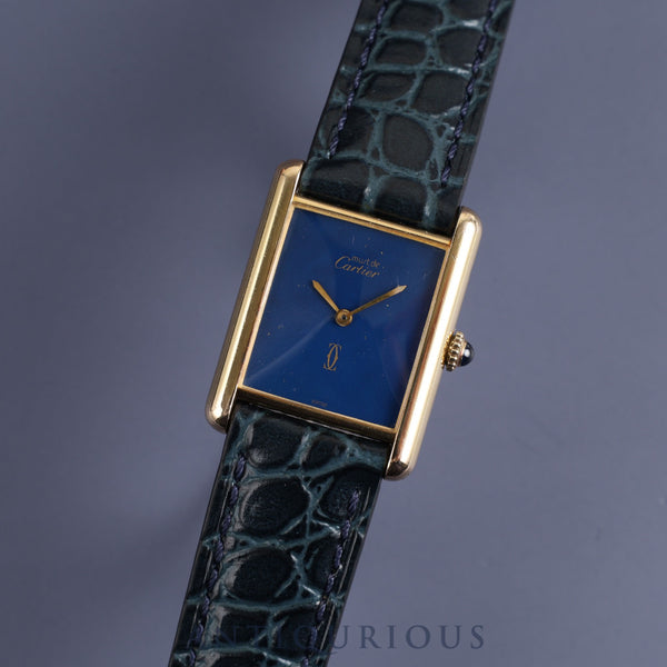 Cartier Must Tank LM Manual winding Cal.78-1 SV925 Leather Genuine buckle (GP) Lapis lazuli dial Overhauled