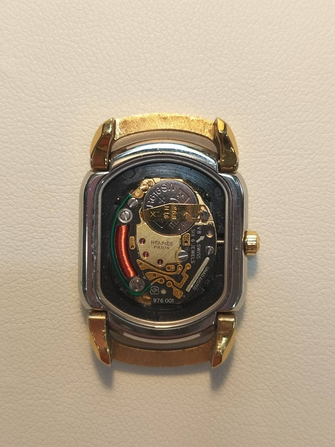 Hermes Rally 77.03 Quartz Cal.976.001 SS/GP SS/GP Ivory Dial Box Booklet Overhauled