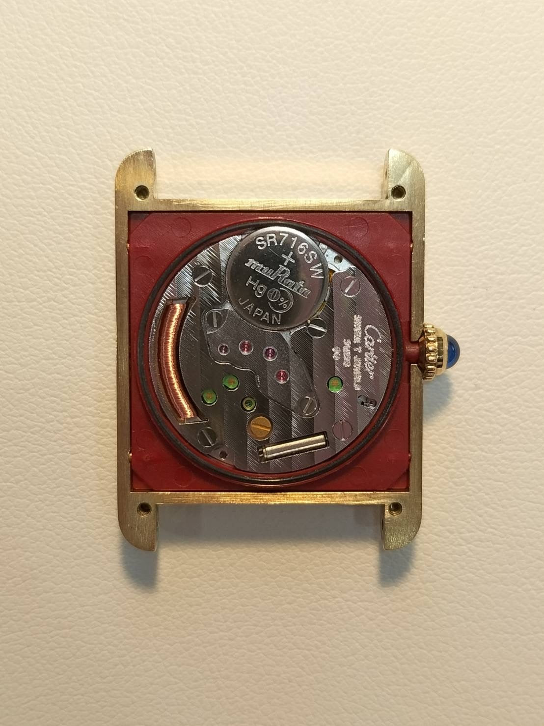 Cartier Must Tank LM 590005 Quartz Cal.90 SV925 Leather Genuine D Buckle (GP) Arabic CC Dial Overhauled