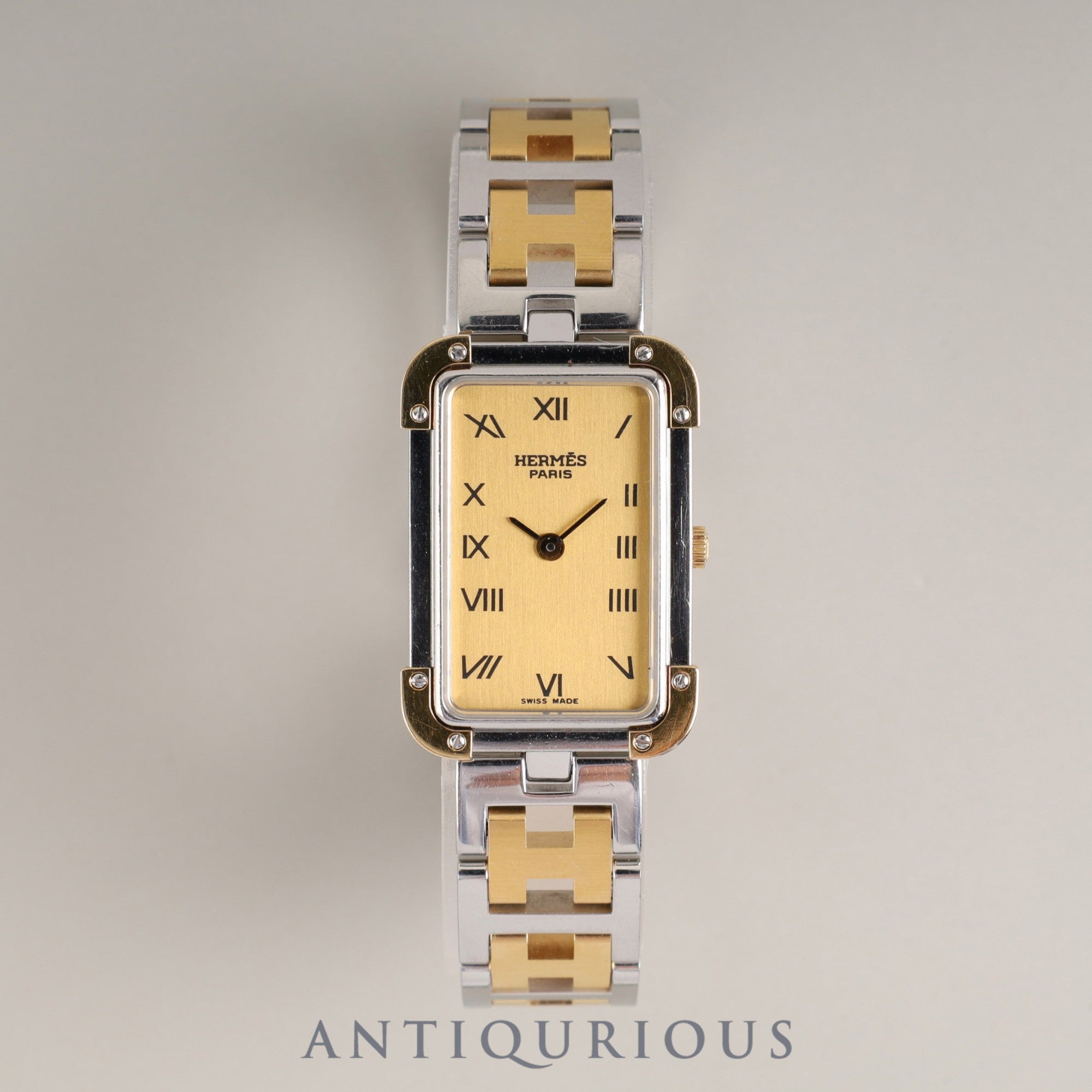 エルメス クロアジュール CR1.240 クォーツ Cal.976.001 SS/GP SS/GP ゴールド文字盤 オーバーホール済み