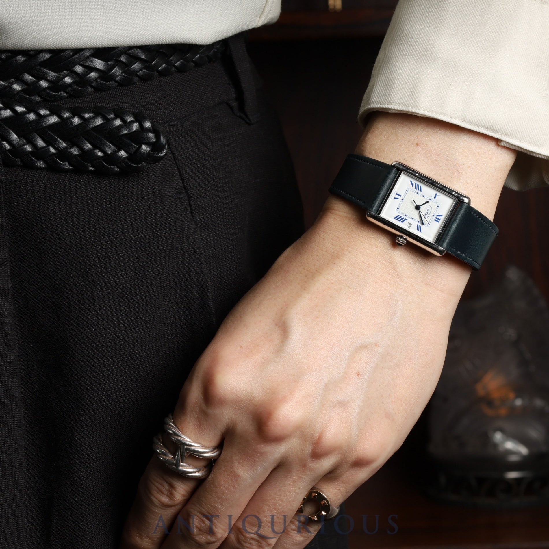 Cartier Must Tank GM (XL) 2414 Quartz Movement, SV925 Leather, Aftermarket Buckle (Stainless Steel), White Roman Dial (SWISS MADE Marking), Completely Serviced at a Cartier Boutique