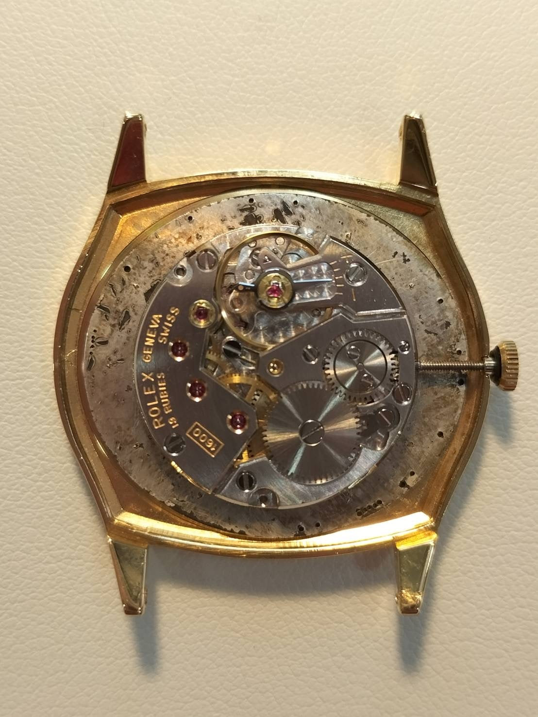 Rolex Cellini 3806/8 Manual winding Cal.1600 750 Leather Genuine buckle (GP) Black dial No. 40 (1974) Box International service warranty (2013) Overhauled