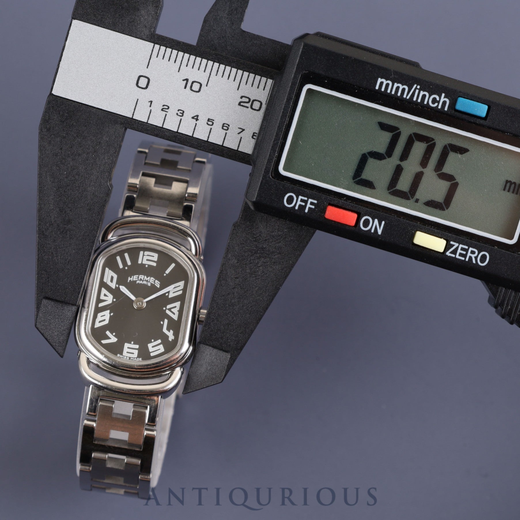 Hermes Rally RA1.210 Quartz Cal.976.001 SS Grey Dial Warranty (2005) Box Overhauled