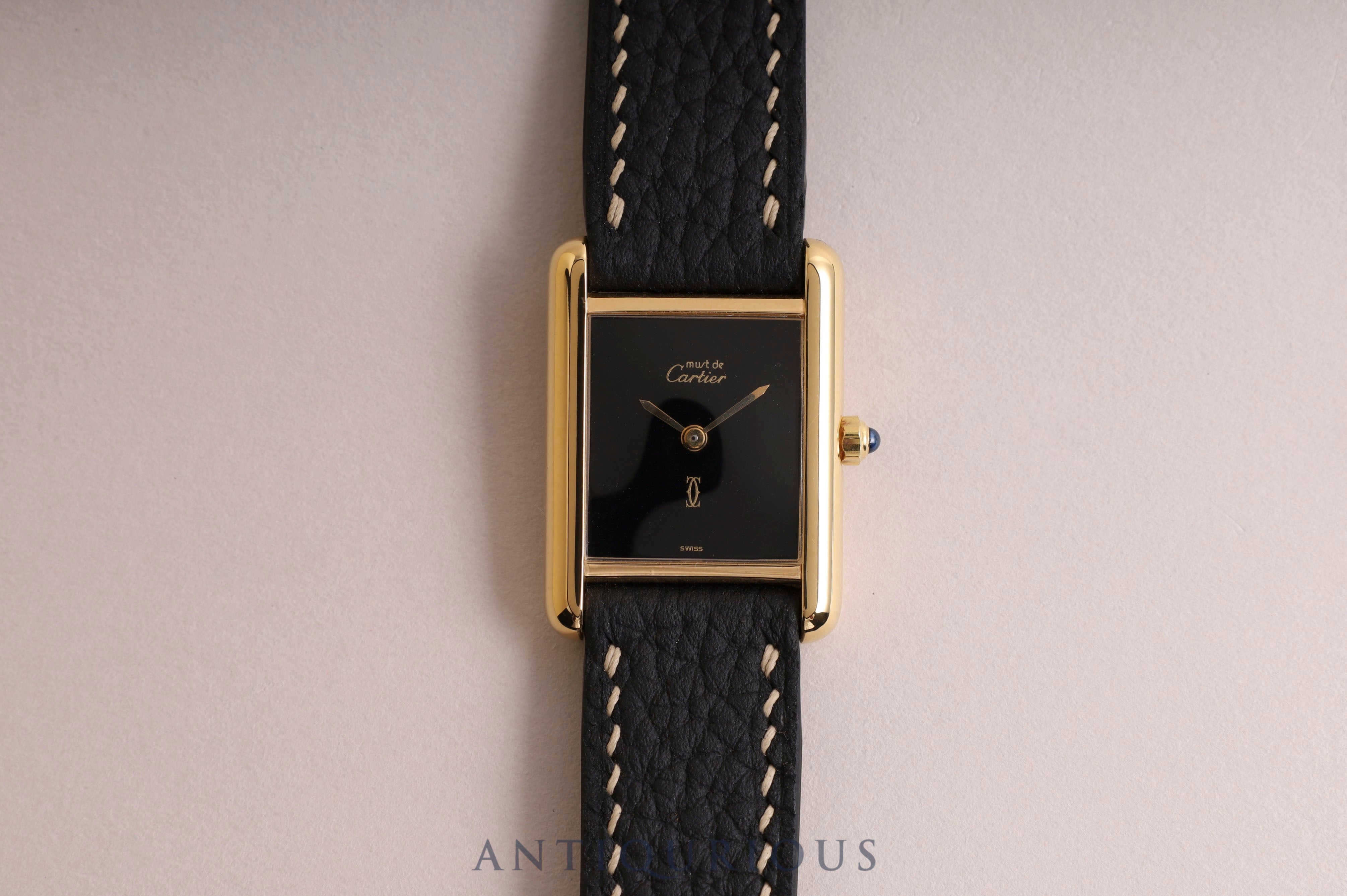 Cartier Must Tank SM QZ Black Onyx Dial