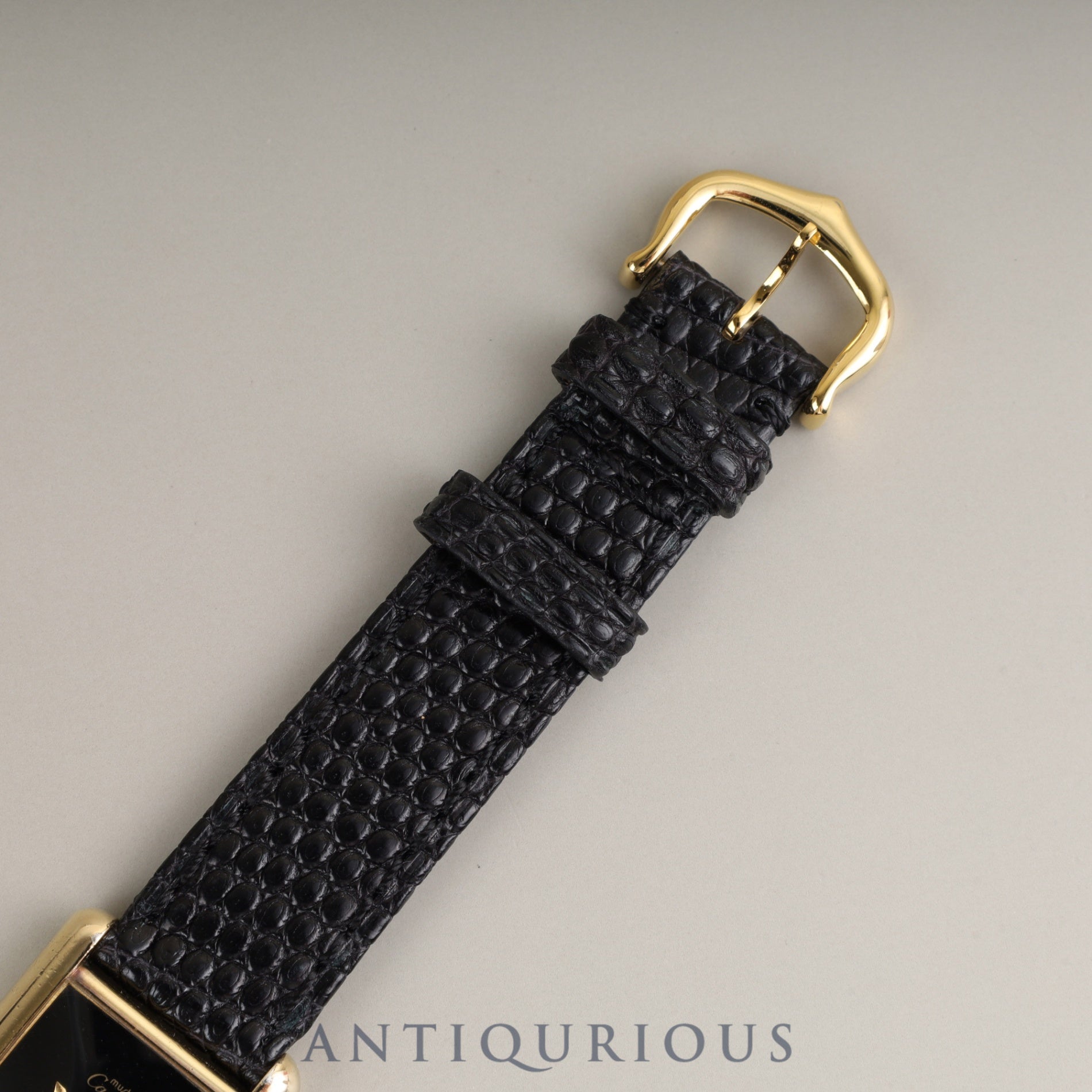 Cartier Must Tank SM Manual Winding Caliber - SV925 Leather Strap with Genuine GP Buckle, Onyx Dial (SWISS Marking), Circa 1976-1981, Overhauled