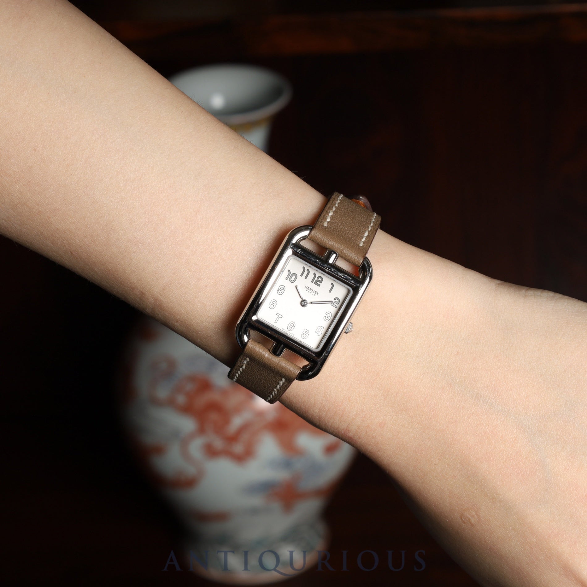 エルメス ケープコッド CC1.210a クォーツ Cal.976.001 SS 純正革ベルト 純正尾錠(SS) シルバー文字盤 冊子 箱 保証書(2019年)オーバーホール済み