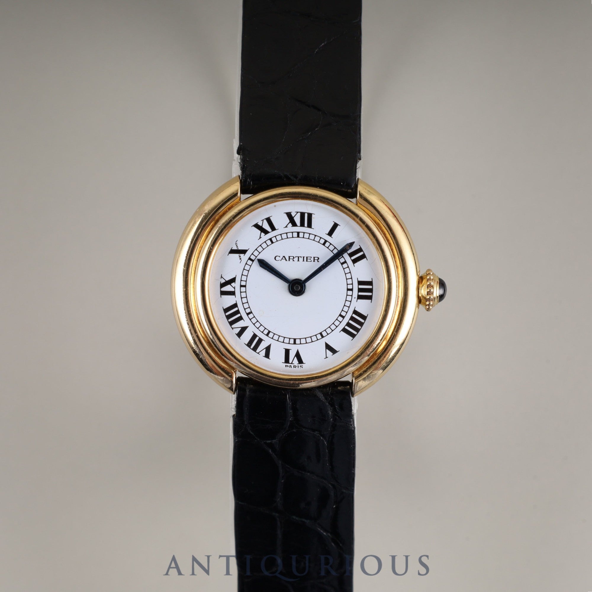 Cartier Vendôme Ellipse SM Manual Winding 750 Leather Strap with Genuine Buckle (750) White Roman Dial (PARIS Inscription) Warranty Card Overhauled
