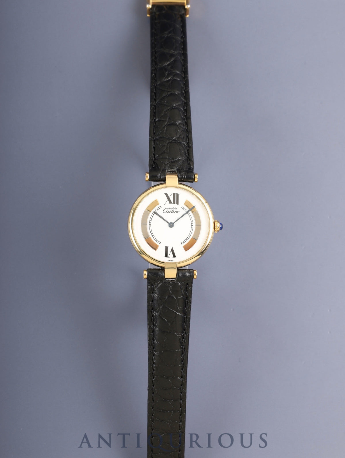Cartier Must Vendome VLC LM 590003 Quartz Cal.690 SV925 Leather Genuine Deployant Buckle (GP) Trinity Dial (SWISS marking) Overhauled