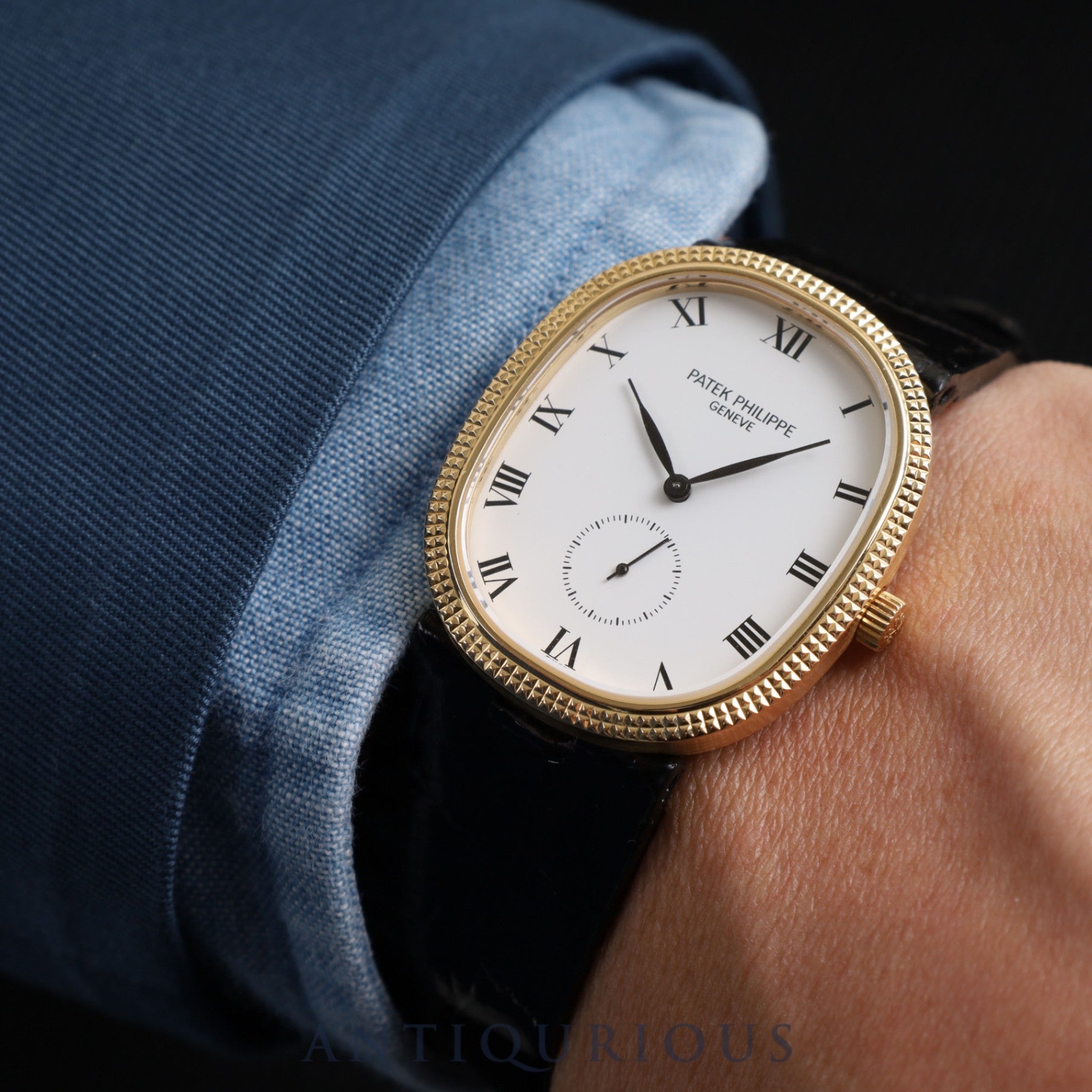 Patek Philippe Golden Ellipse 3989J Manual winding Cal.215 750 Leather Genuine buckle (750) White Roman dial Overhauled