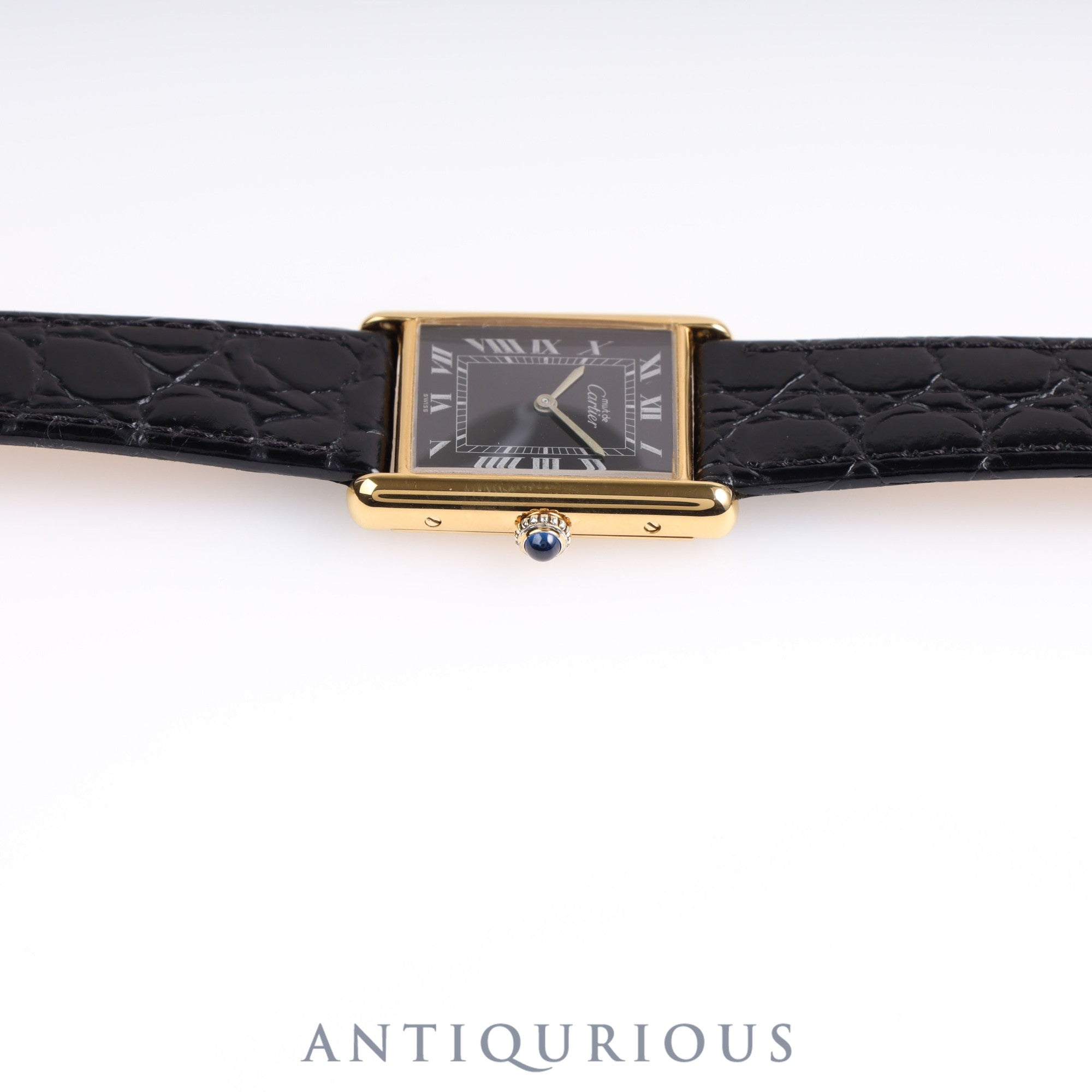 Cartier Must Tank LM Manual Winding Black Roman Dial