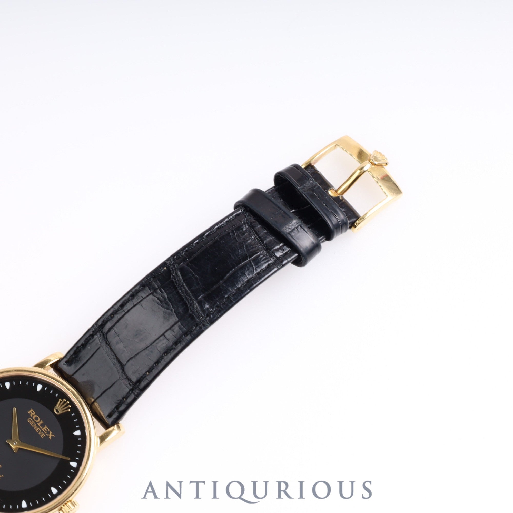 Rolex Cellini 5115/8 Manual Winding Cal.1602 Black Dial 31.8mm YG Leather K Serial (2001) Box Warranty