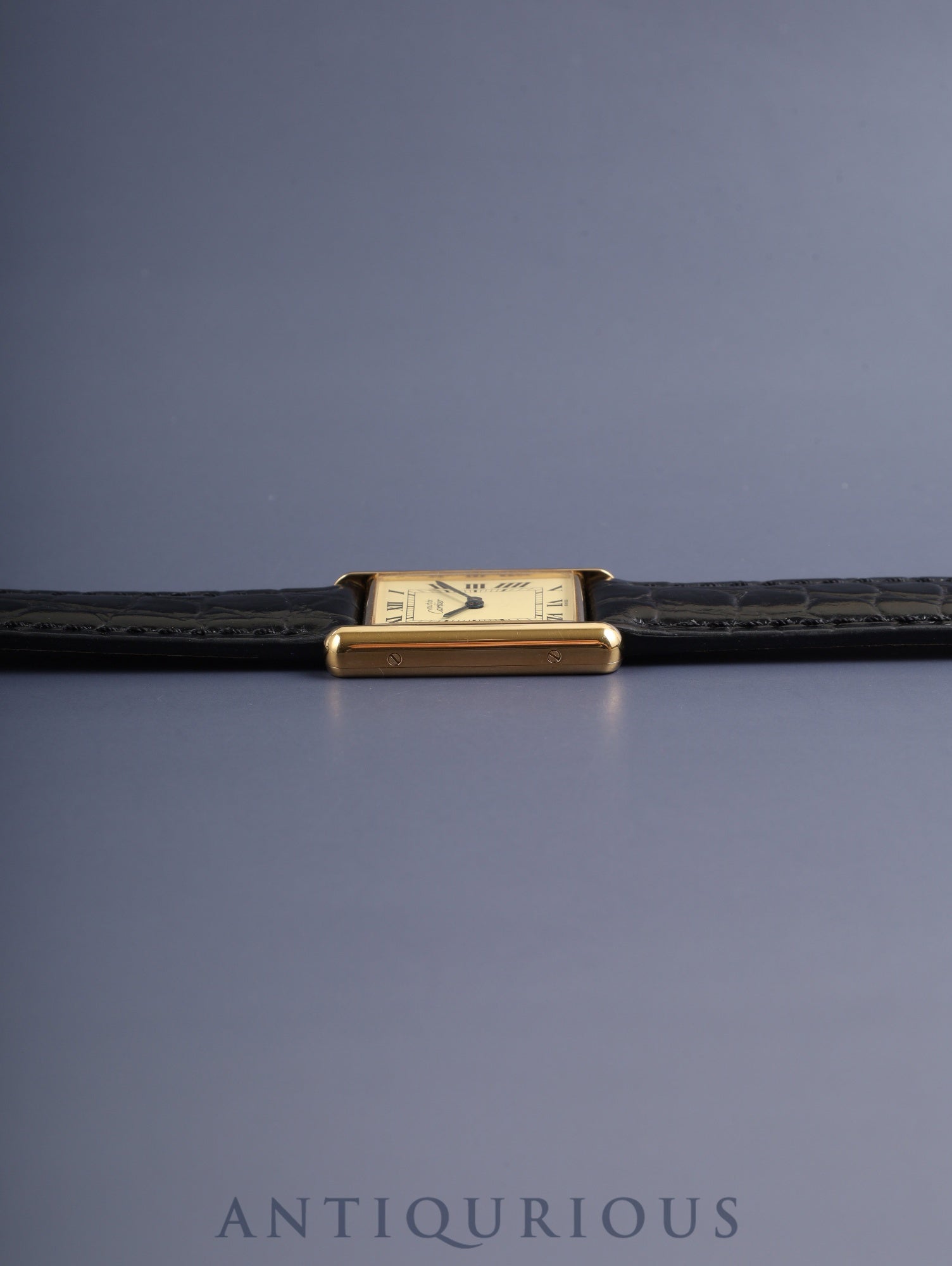 カルティエ マストタンク LM 1615 クォーツ SV925 革 純正尾錠(GP)アイボリーローマン文字盤(SWISS表記) オーバーホール済み