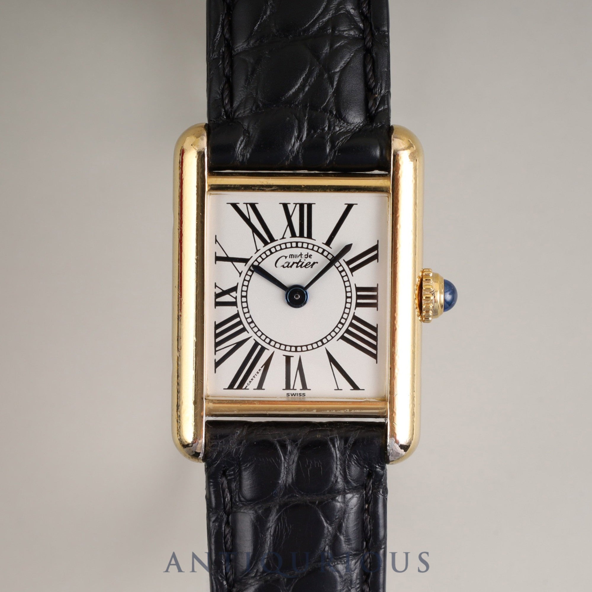 カルティエ マストタンク SM 5057001 クォーツ Cal.057 SV925 革 純正Dバックル(GP) オパラン文字盤 1982年頃~1995年頃 箱 オーバーホール済み