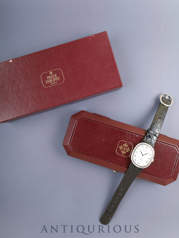 Patek Philippe Golden Ellipse 3989 Manual winding Cal.215 750WG Original leather strap Original pin buckle (750WG) White Roman dial Box Overhauled
