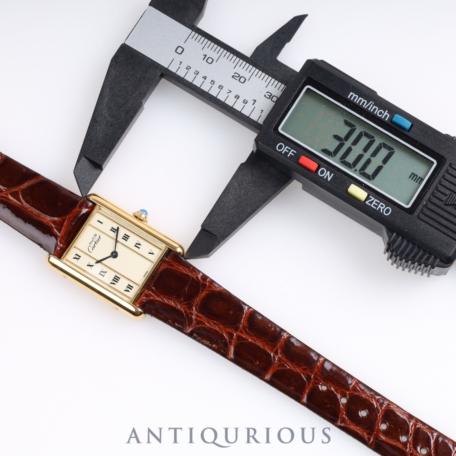 Cartier Must Tank LM QZ 590005 925 Leather Vertical Roman Dial