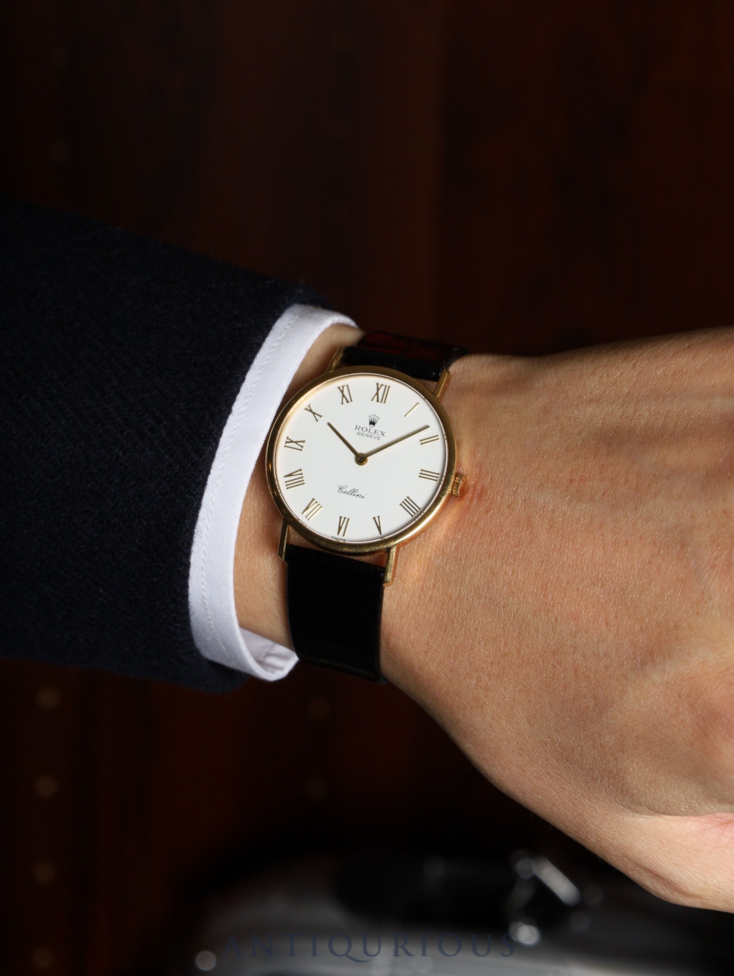 ロレックス チェリーニ 5112 手巻き Cal.1601 750 革 純正尾錠(GP) ホワイト文字盤 L番台(1989年~1990年)オーバーホール済み