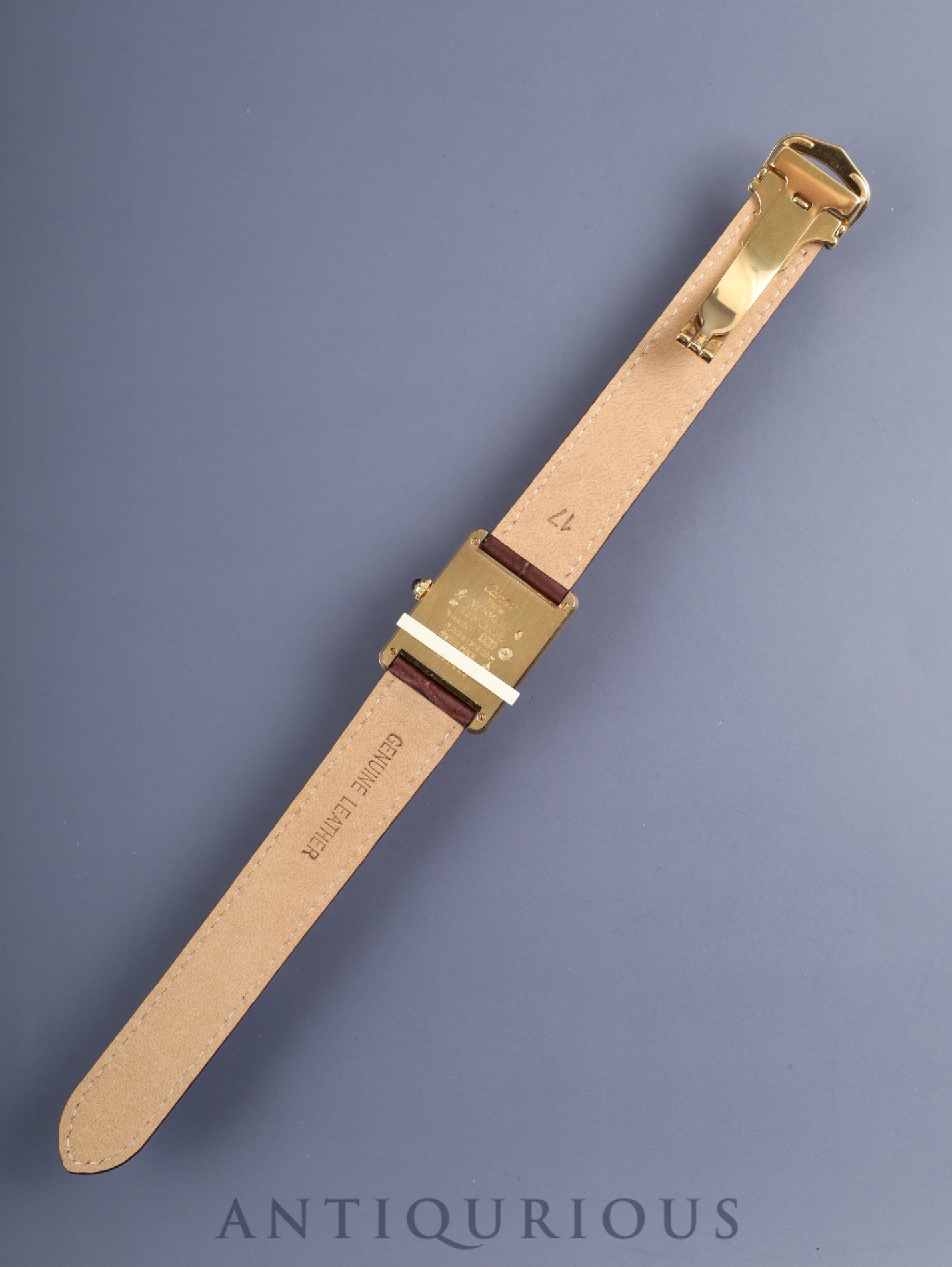 カルティエ マストタンク LM 590005 クォーツ Cal.90 SV925 革 純正尾錠(GP)アイボリーローマン文字盤(SWISS表記) オーバーホール済み