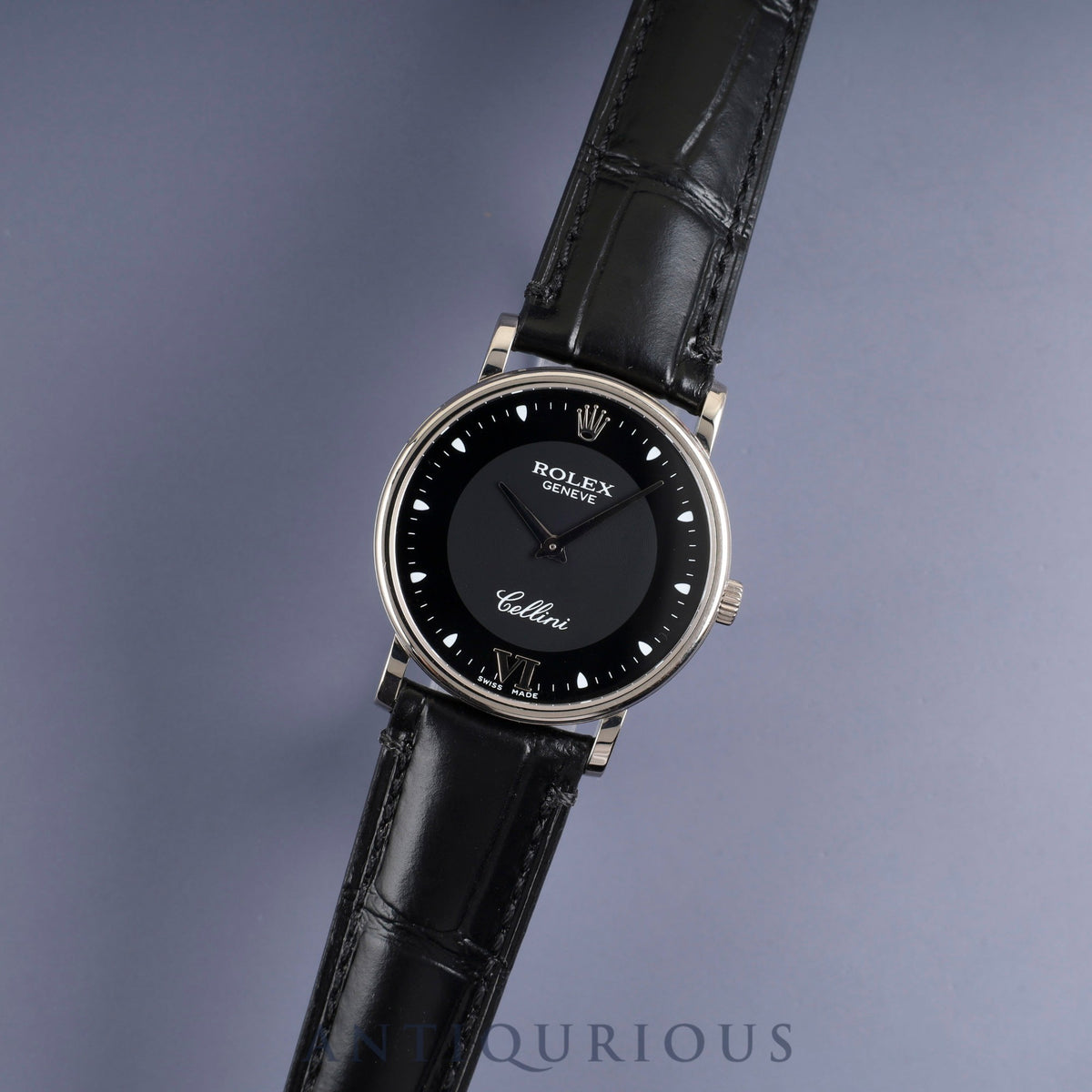 Rolex Cellini 5115 Manual Winding Caliber 1602 750 Leather Strap with Genuine Buckle (750) Black Dial A Series (1998-1999) Overhauled
