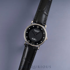 ロレックス チェリーニ 5115 手巻き Cal.1602 750 革 純正尾錠(750) ブラック文字盤  A番(1998年~1999年) オーバーホール済み