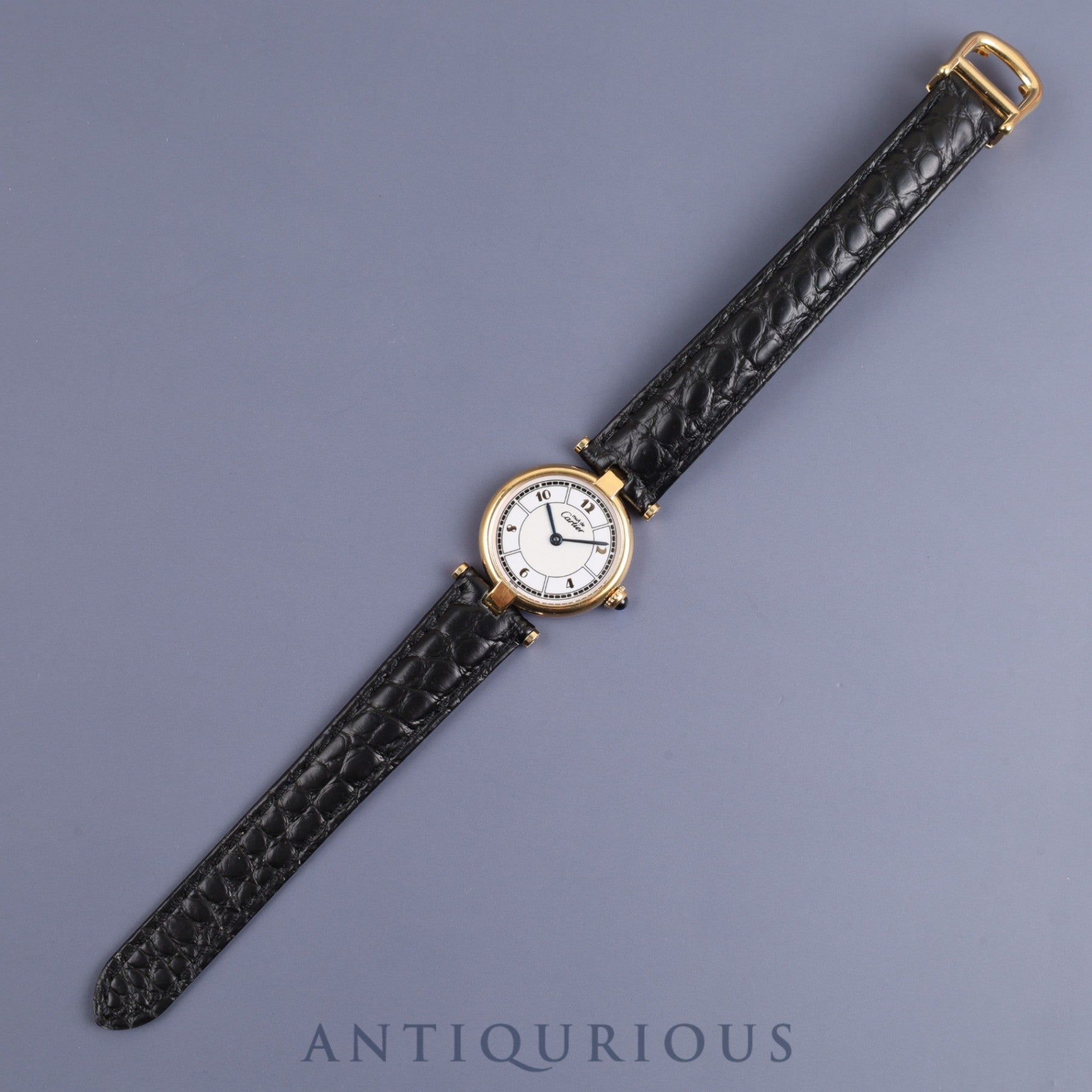 Cartier Must VLC Vendome SM W1009854 / 1851 Quartz SV925 Leather Genuine D Buckle (GP) Arabic CC Dial Mid 1980s to 1994 Box Overhauled