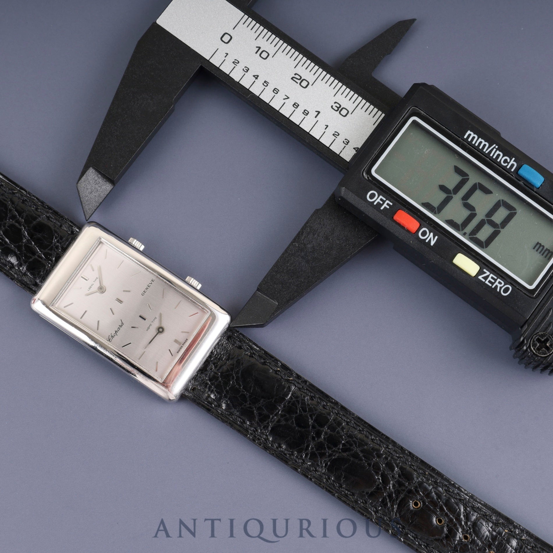 Chopard Dual Time 2240 Quartz Caliber - 18K Genuine Leather Strap Genuine Stainless Steel Buckle Silver Dial Overhauled