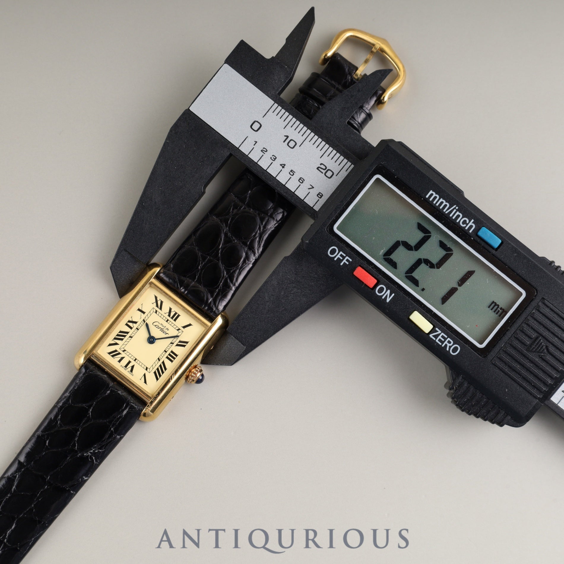 Cartier Must Tank MM 2415 Quartz Caliber 057 SV925 Leather Strap with Genuine GP Buckle, Ivory Roman Dial, Overhauled