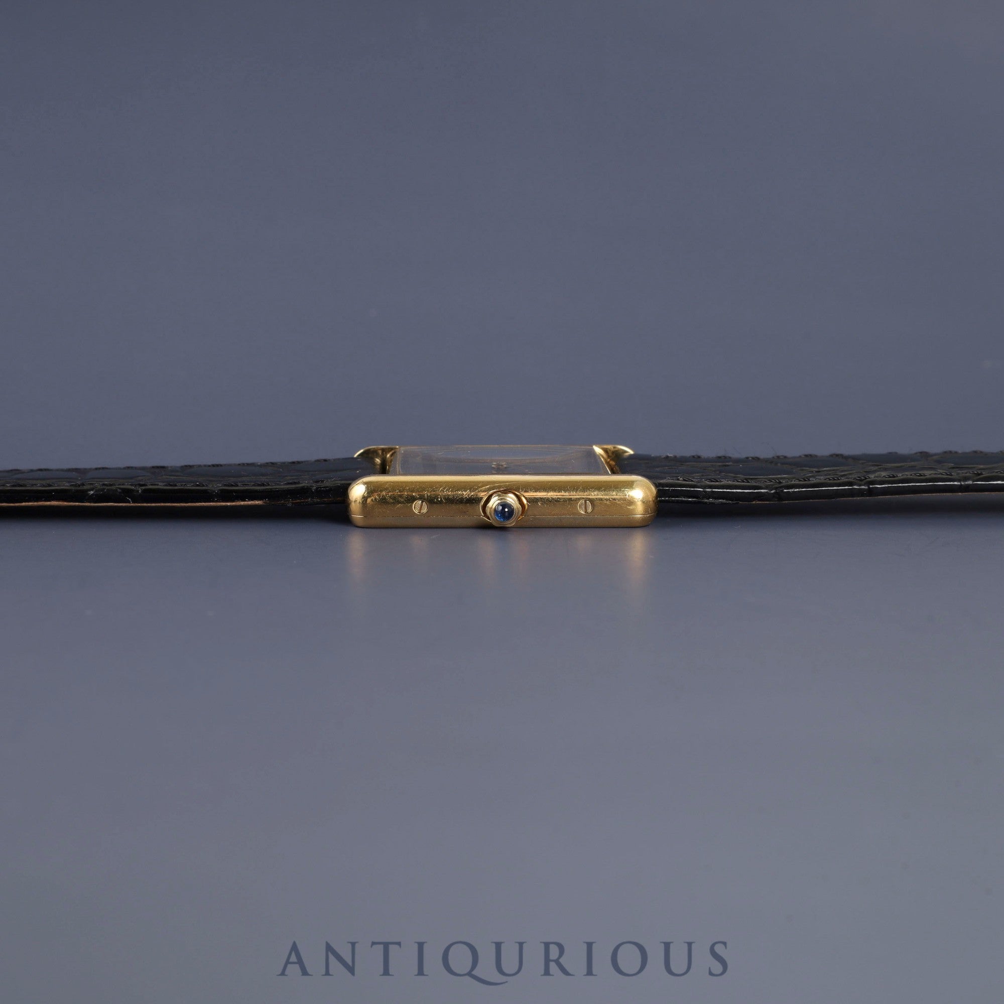 カルティエ マストタンク LM 6 81006 クォーツ Cal.81 SV925 革 純正尾錠(GP) グレー飛びローマン文字盤 オーバーホール済み