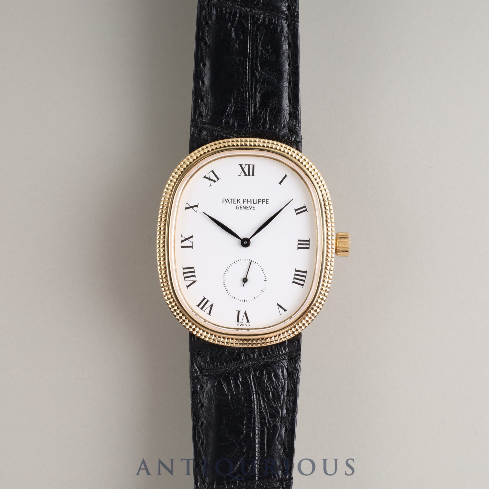 Patek Philippe Golden Ellipse 3989 Manual winding Cal.215 YG Leather Genuine buckle (750) White dial Warranty (1989)