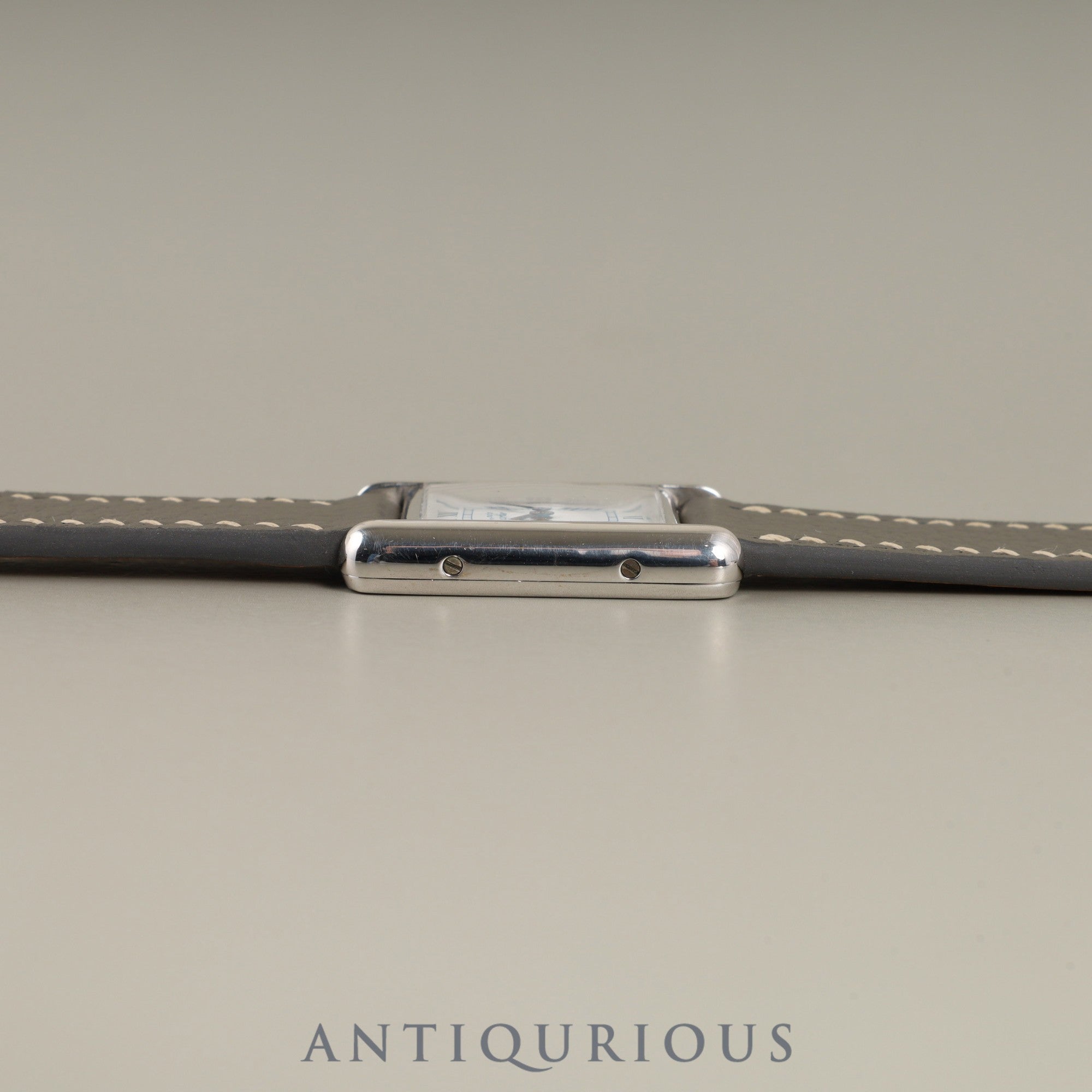 Cartier Must Tank SM 666001 Quartz Caliber 157 SV925 Leather Strap with Genuine Stainless Steel Buckle, White Roman Dial, Booklet, Warranty Card (1996), Overhauled and Finished to Like New