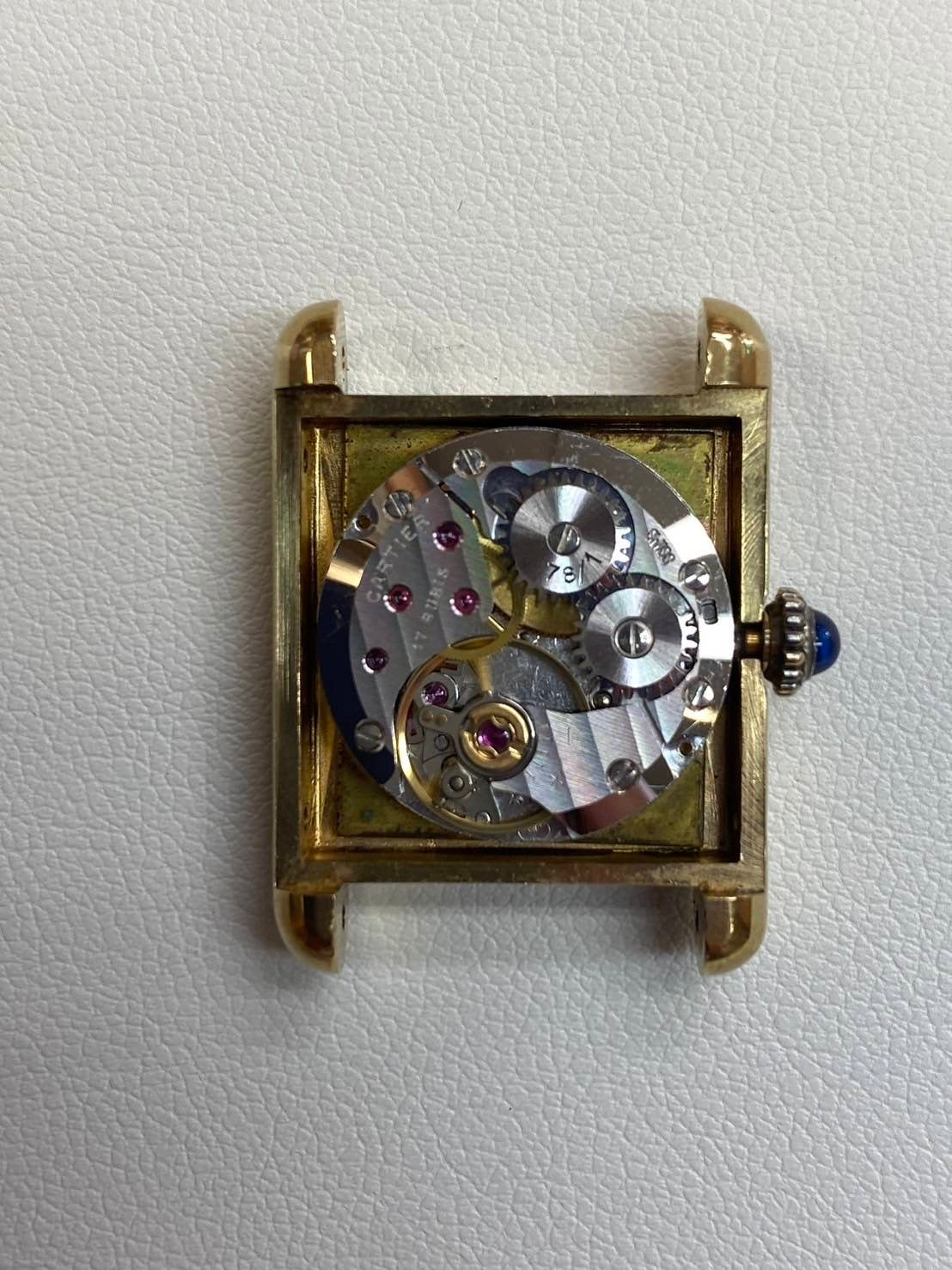 カルティエ マストタンク SM 手巻き Cal.78-1 SV925 革 純正尾錠 (GP) ブラックオニキス文字盤 1976年頃~1980年代初期頃 オーバーホール済み