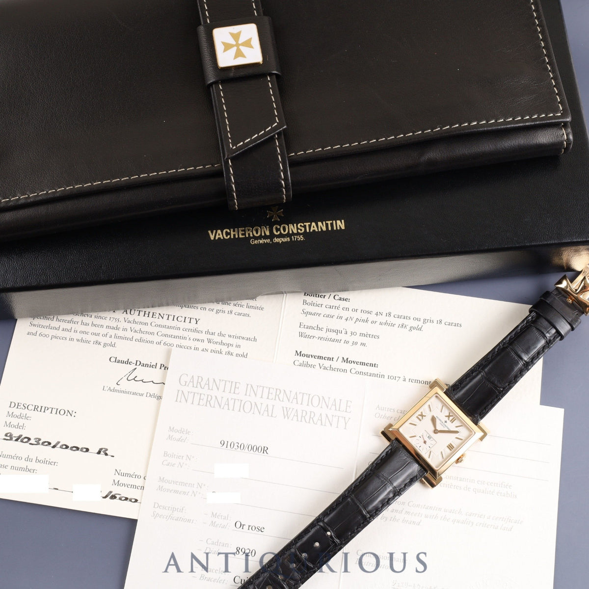 Vacheron Constantin Cale Historiques 91030/000R Manual Winding Caliber 1017 750PG Genuine Leather Strap Genuine Pin Buckle (750PG) Ivory Dial 31 x 35mm Box Case Warranty Card (2003) Limited Edition of 600 Overhauled