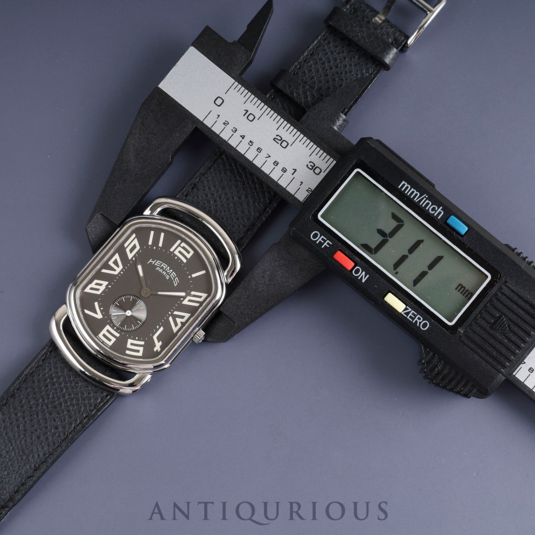 エルメス ラリー RA1.810 クォーツ Cal.980.163 SS 純正革ベルト(□J刻印:2006年) 純正尾錠(SS) グレー文字盤 冊子 オーバーホール済み