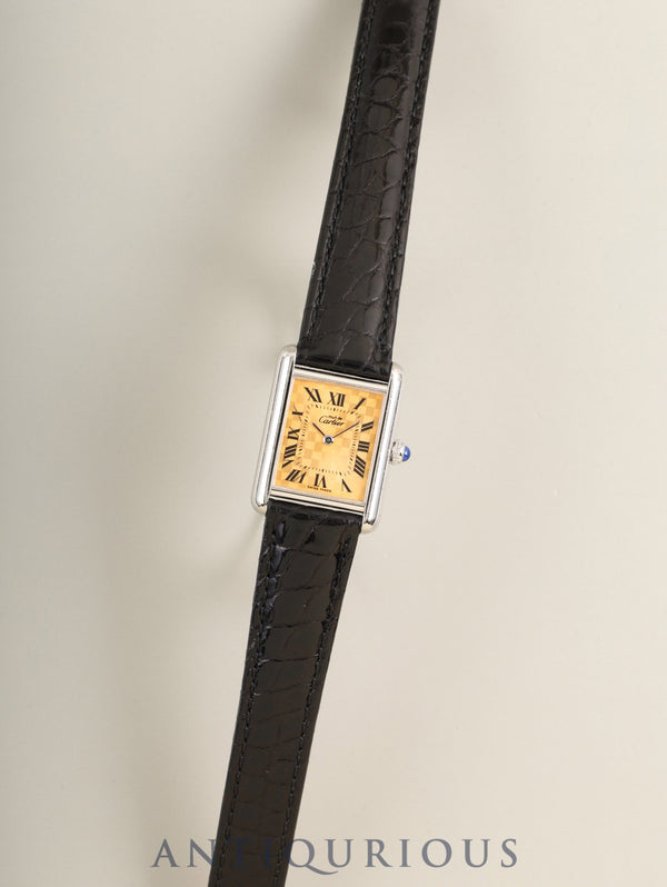 カルティエ マストタンク MM W1017654 / 2416 クォーツ Cal.057 SV925 革 純正Dバックル(GP) オレンジローマン文字盤(SWISS MADE表記 / 2003年クリスマス限定) オーバーホール済み