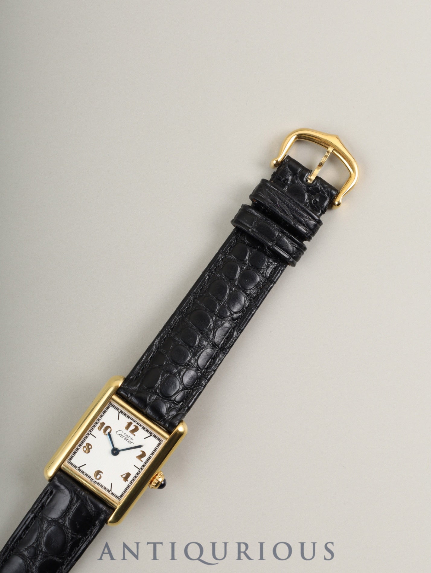 カルティエ マストタンク SM 5057001 クォーツ Cal.057 SV925 革 純正尾錠(GP) 飛びアラビアCC文字盤 箱 保証書(1996年) オーバーホール済み 新品仕上げ済み