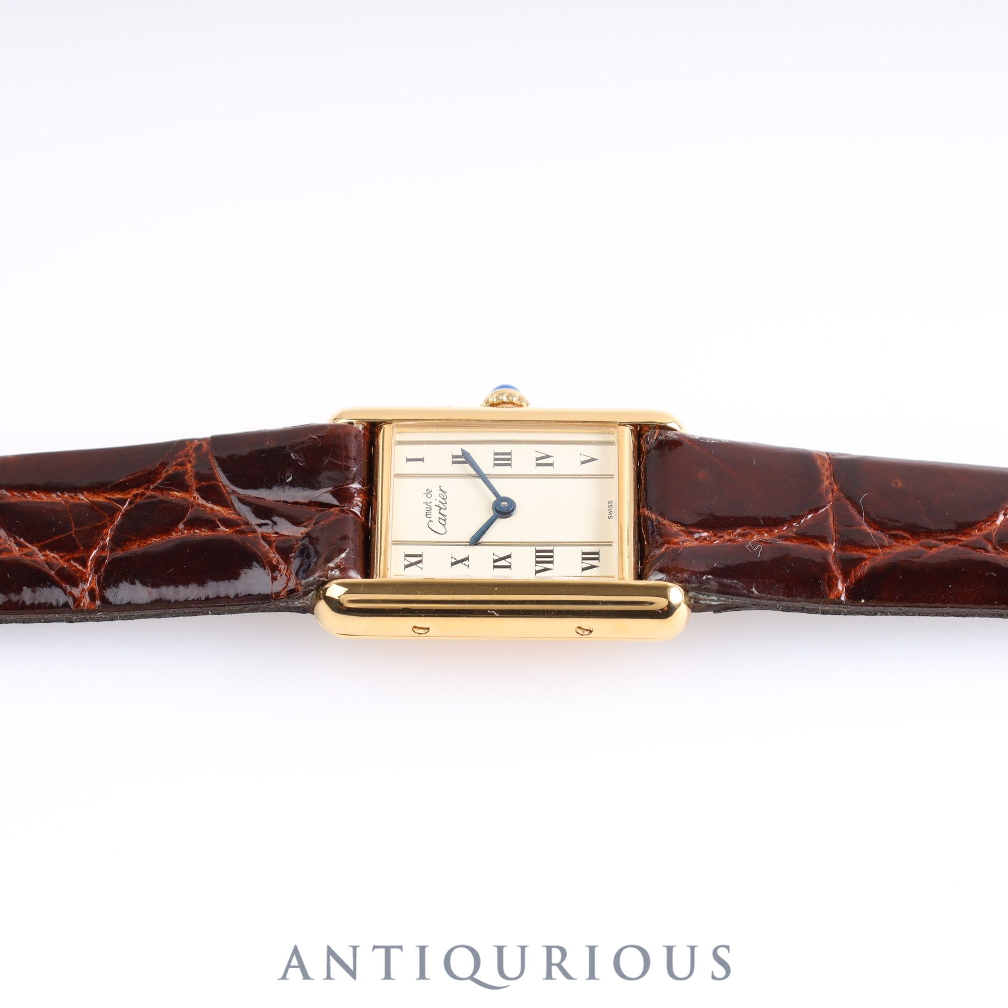 Cartier Must Tank SM Straight Roman Dial 5057001 925 Leather Genuine Buckle (GP) Quartz Mid 1980s - circa 1994
