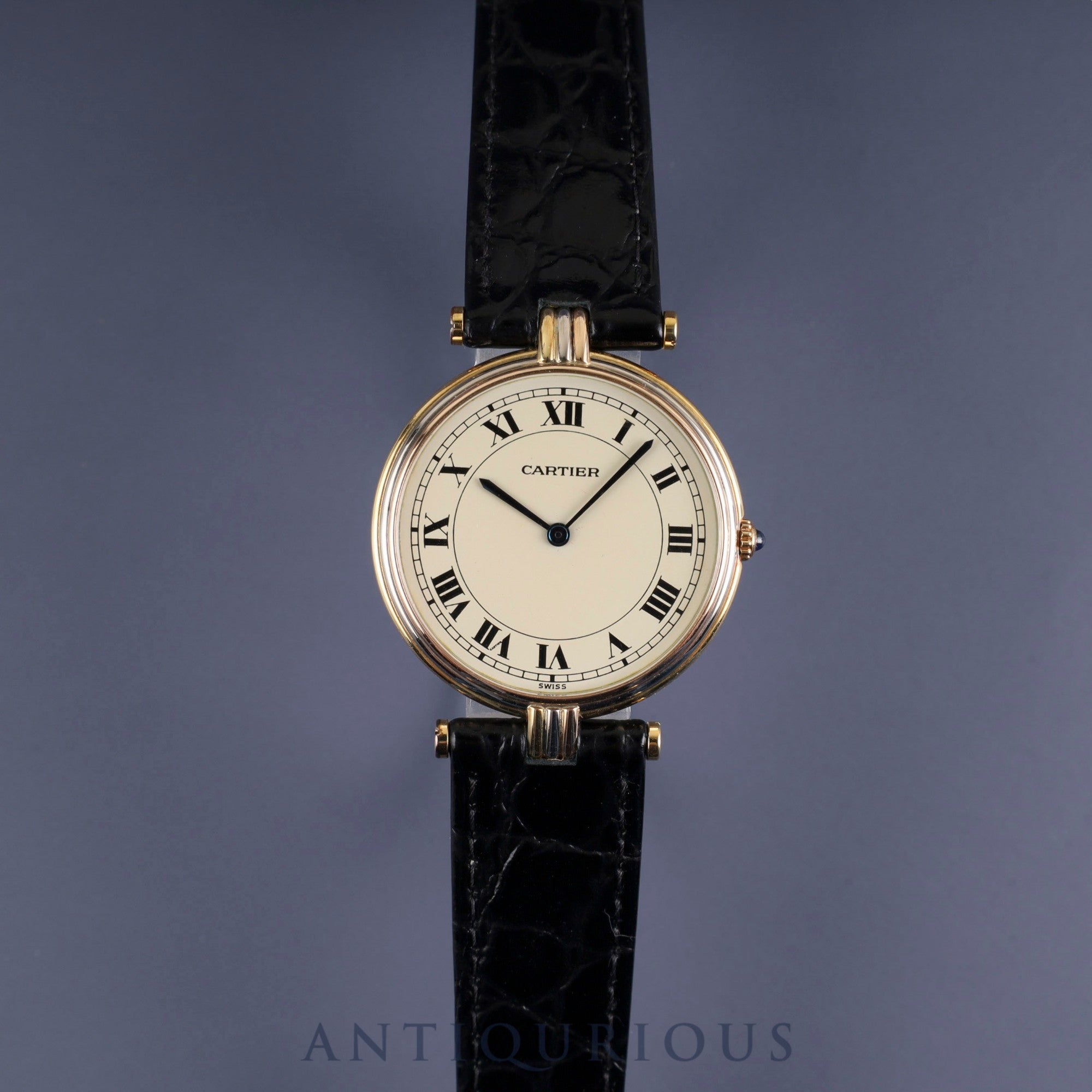 Cartier Vendome VLC Trinity LM 8151 Quartz Cal.81 750YG Leather Genuine Buckle (GP) Ivory Roman Dial Warranty (1999) Booklet Overhauled